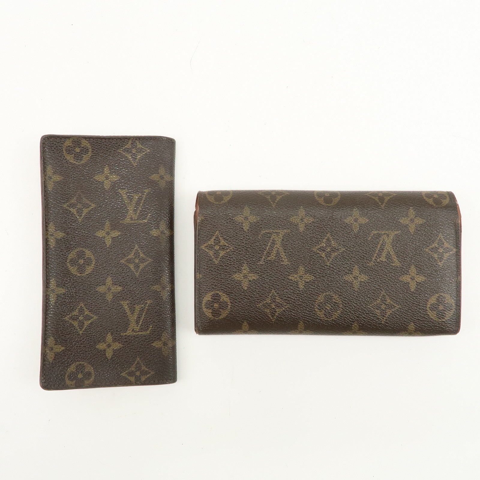 Louis Vuitton Monogram Set of 2 Long Wallets Brown M61734 M60825