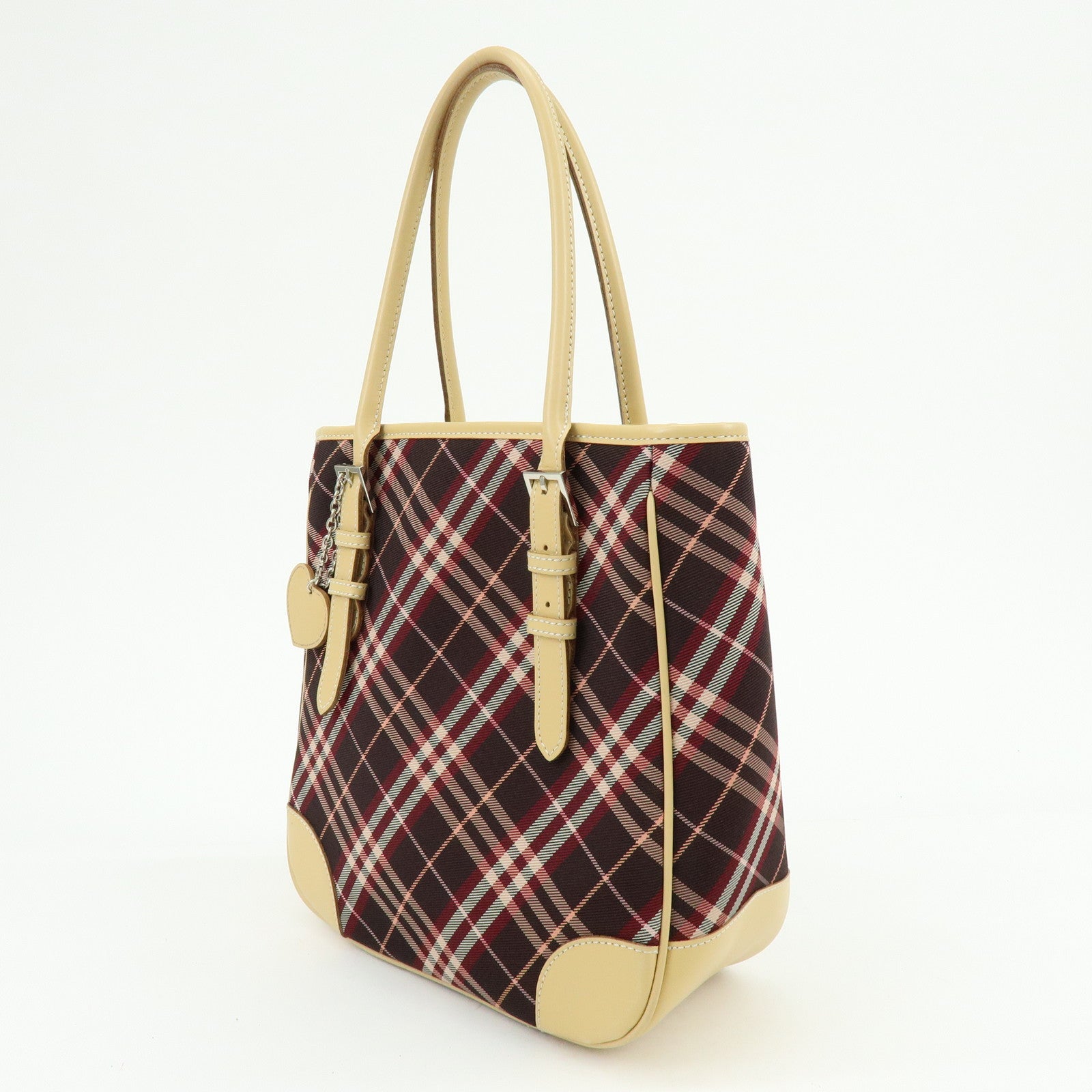 BURBERRY Blue Label Canvas Leather Tote Bag Sholuder Bag Brown Pink