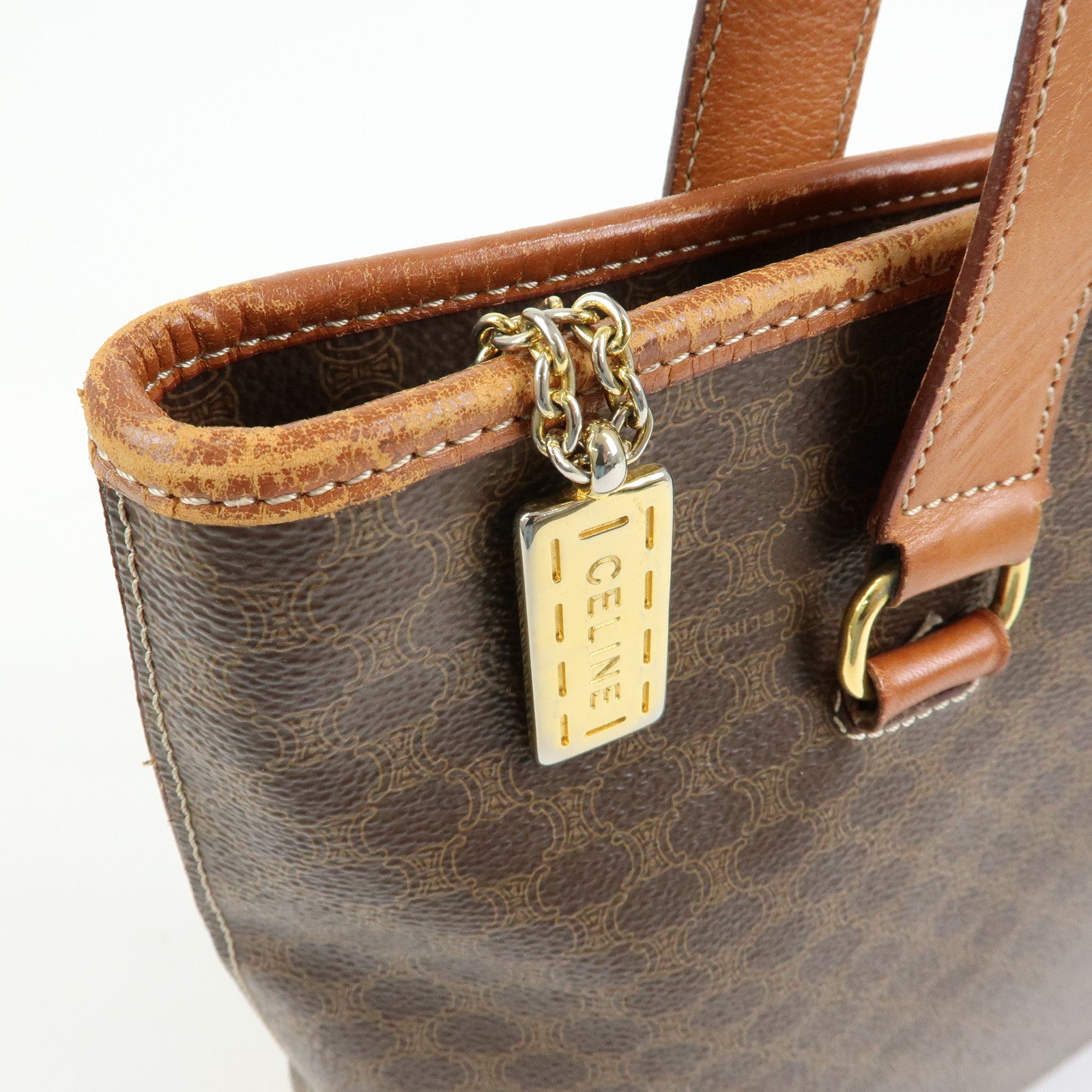 CELINE Macadam PVC Leather Tote Bag Shoulder Bag Brown