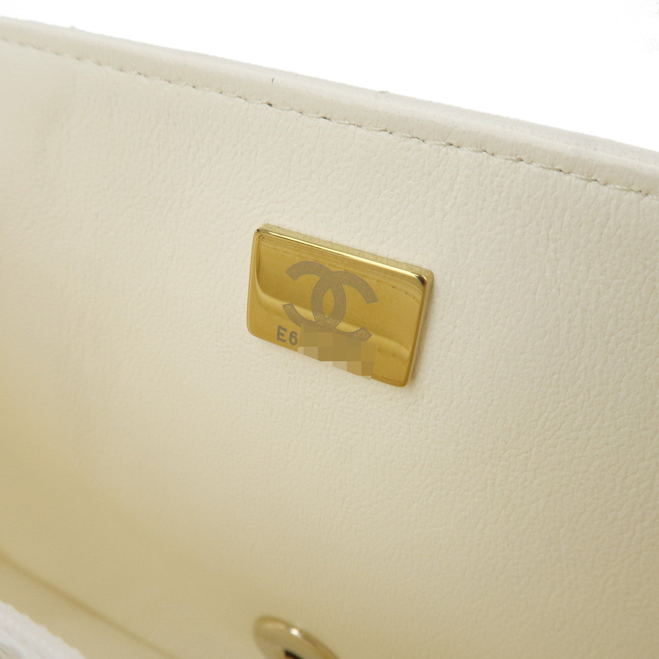 CHANEL Chocolate Bar Lamb skin White   Gold -