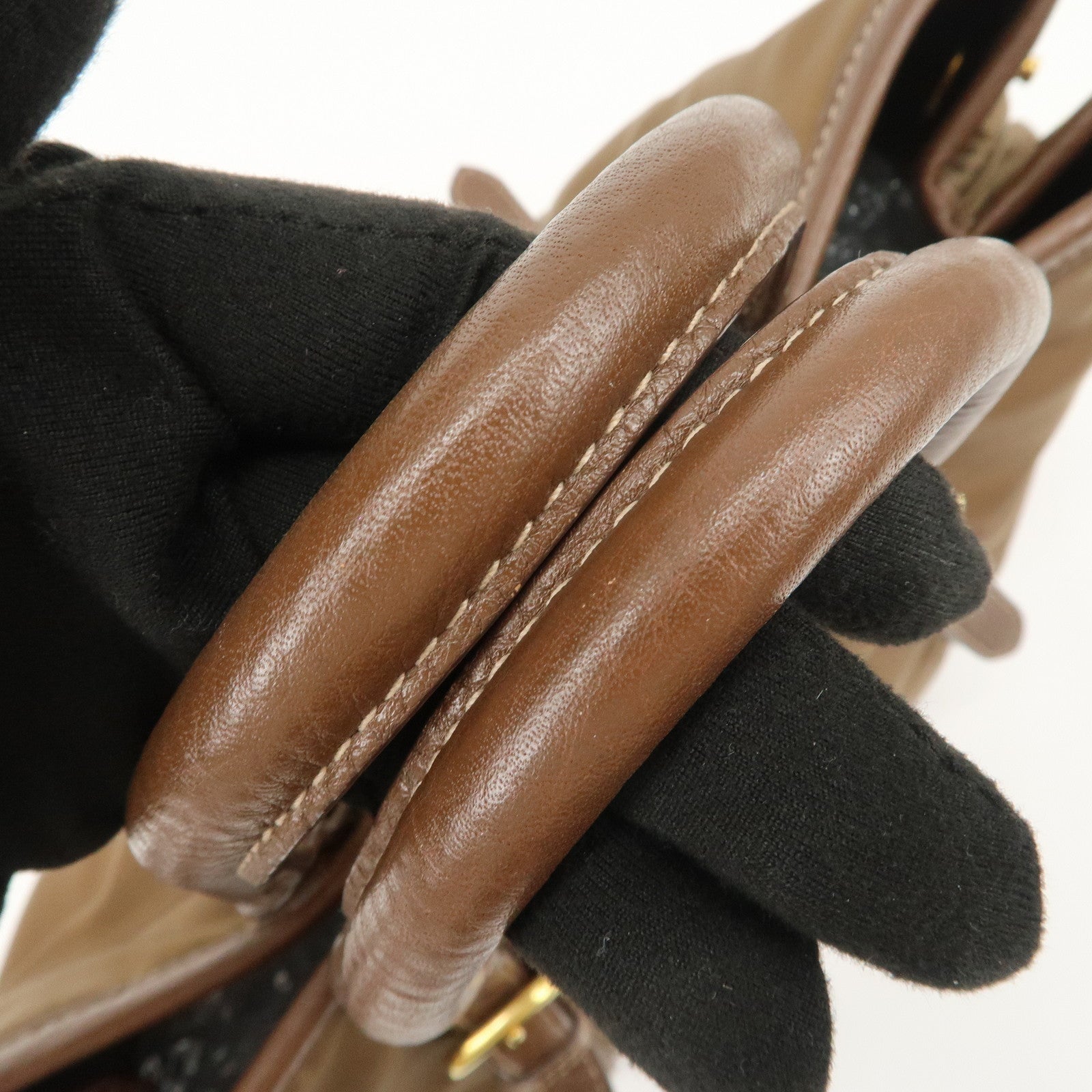 PRADA Logo Nylon Leather 2Way Tote Bag Shoulder Bag Brown BN1841