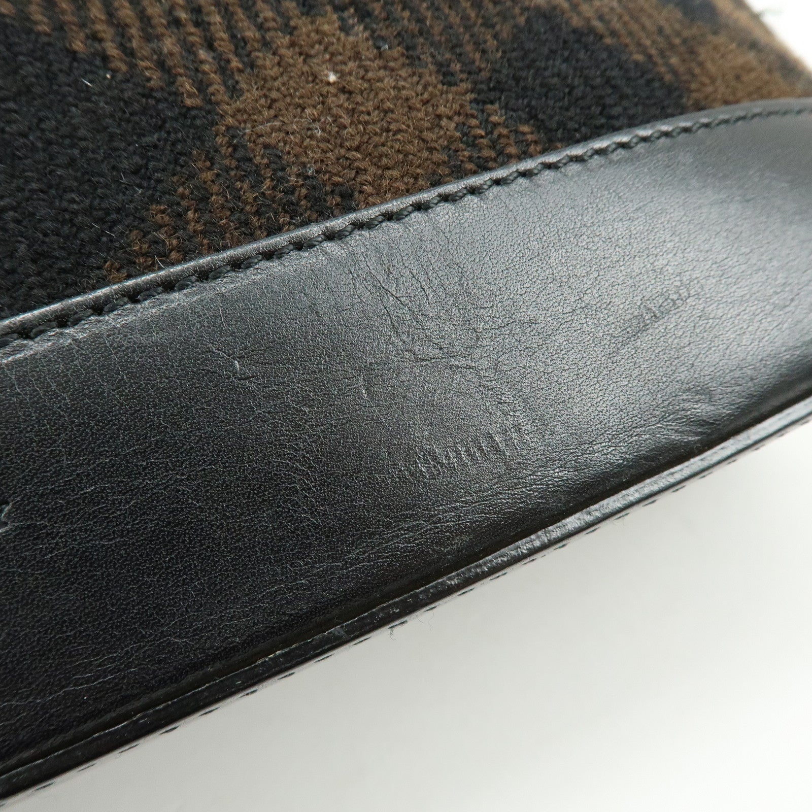 BURBERRY Plaid Canvas Leather Shoulder Bag Hand Bag Black Brown