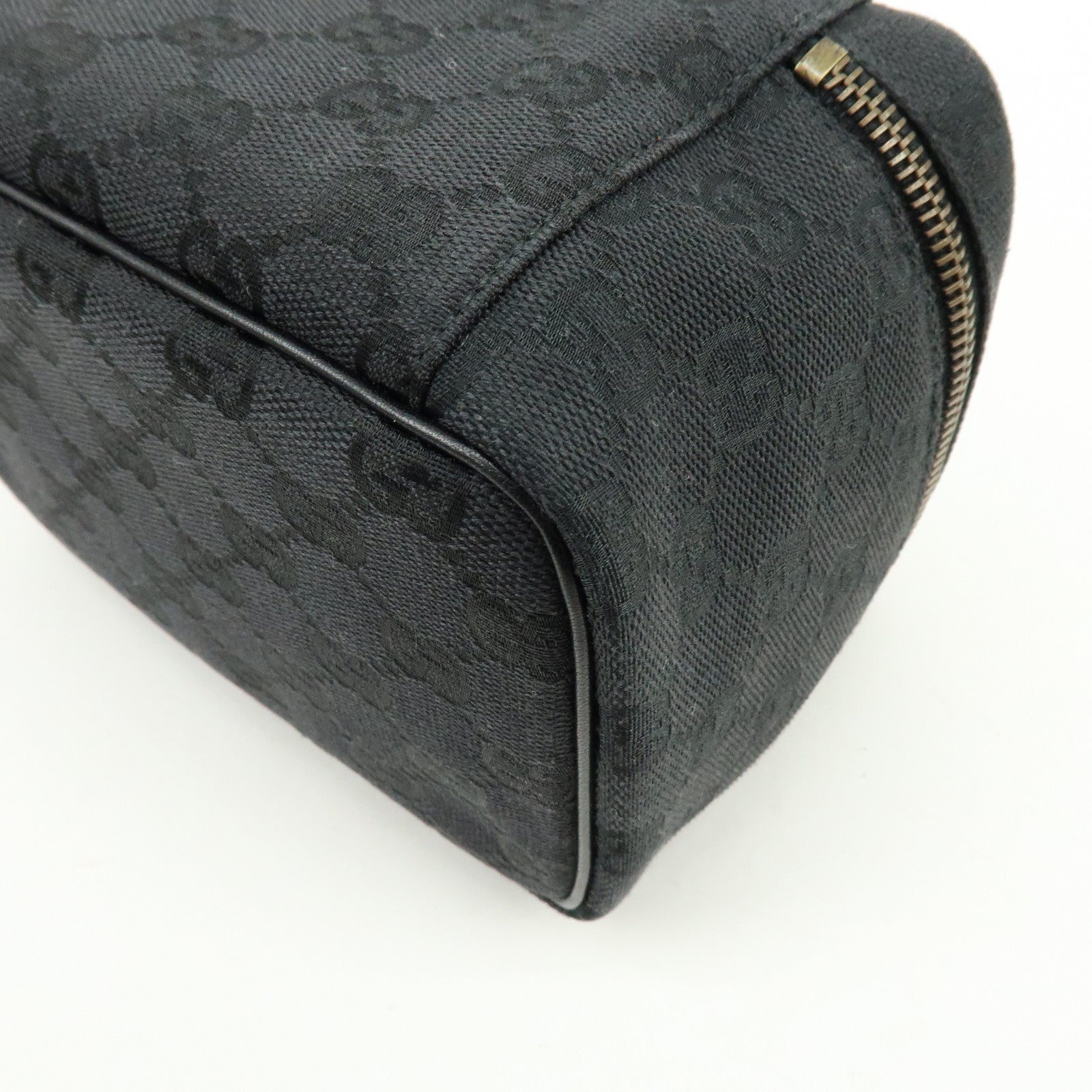 GUCCI GG Canvas Leather Vanity Case Cosmetic Pouch Black 106646