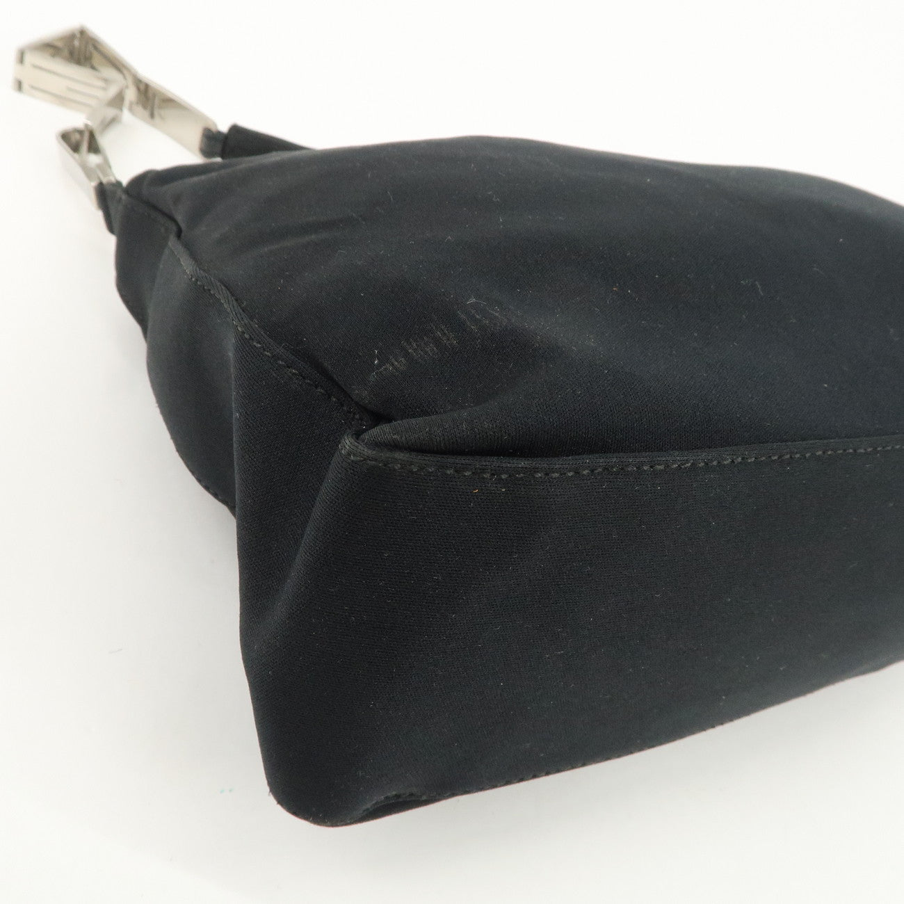FENDI Polyester Chain Shoulder Bag Hand Bag Black Silver 091577