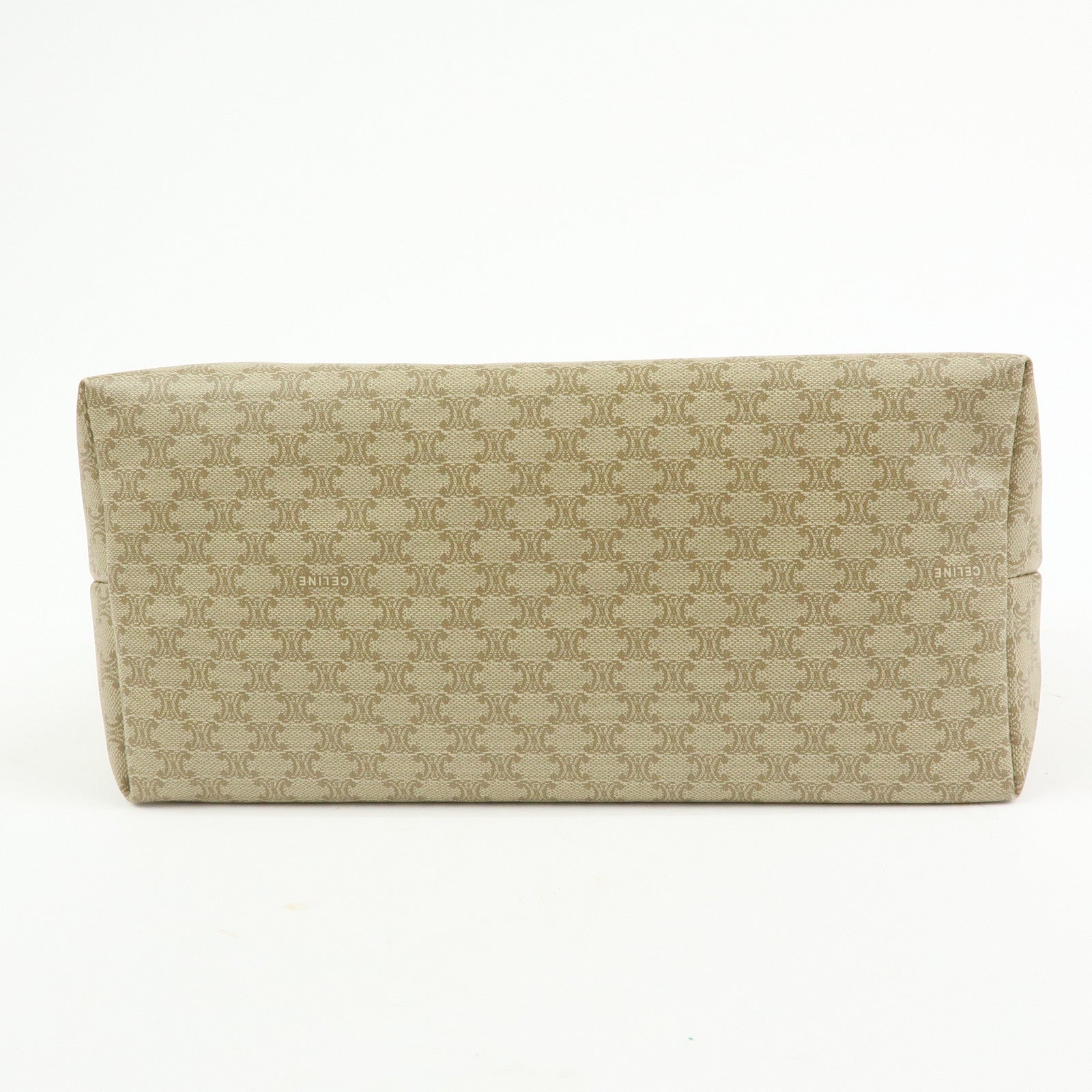 CELINE Macadam PVC Leather Hand Bag Cosmetic Pouch Beige