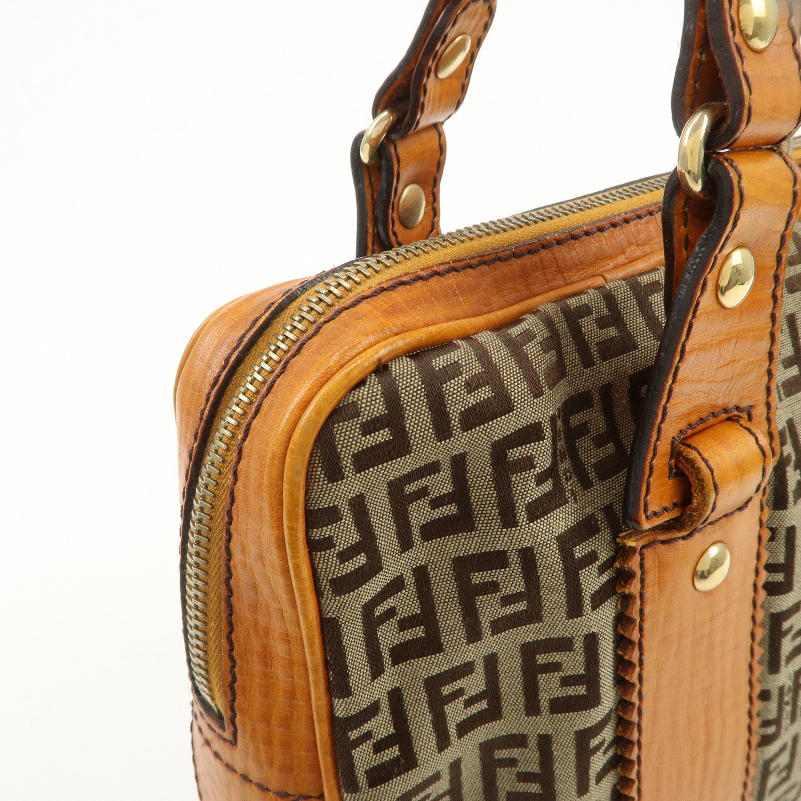 FENDI Zucchino Canvas Shoulder Bag Shoulder Bag Brown 8BN161