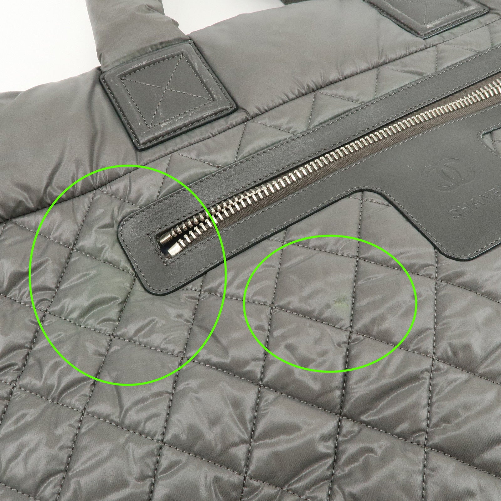 CHANEL COCO Cocoon Nylon Leather Medium Tote Bag Hand Bag A48611