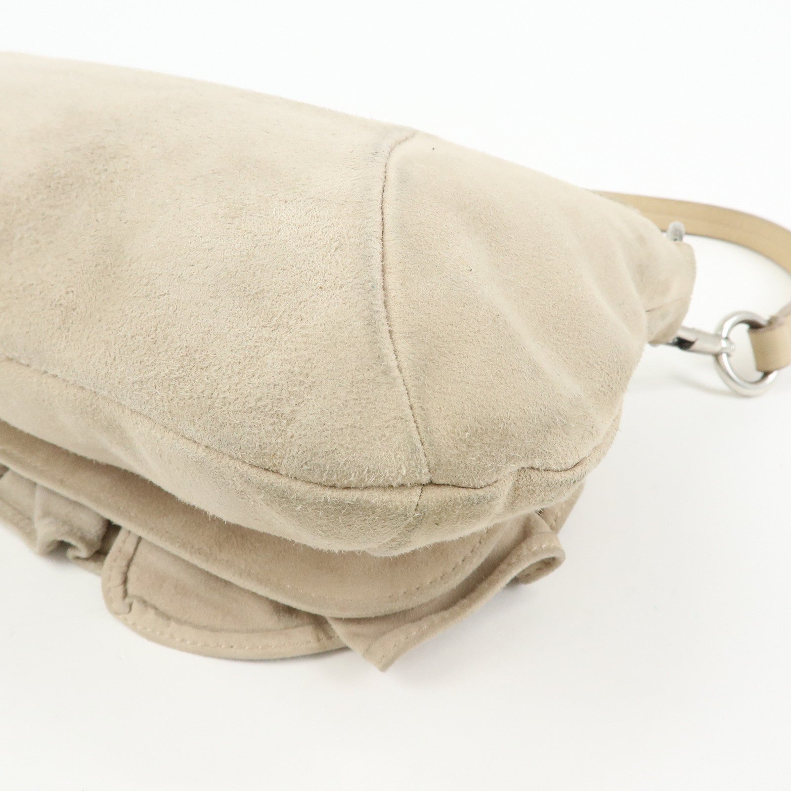 SAINT LAURENT PARIS Nadja Rive Gauche Suede Hand Bag Beige 112930