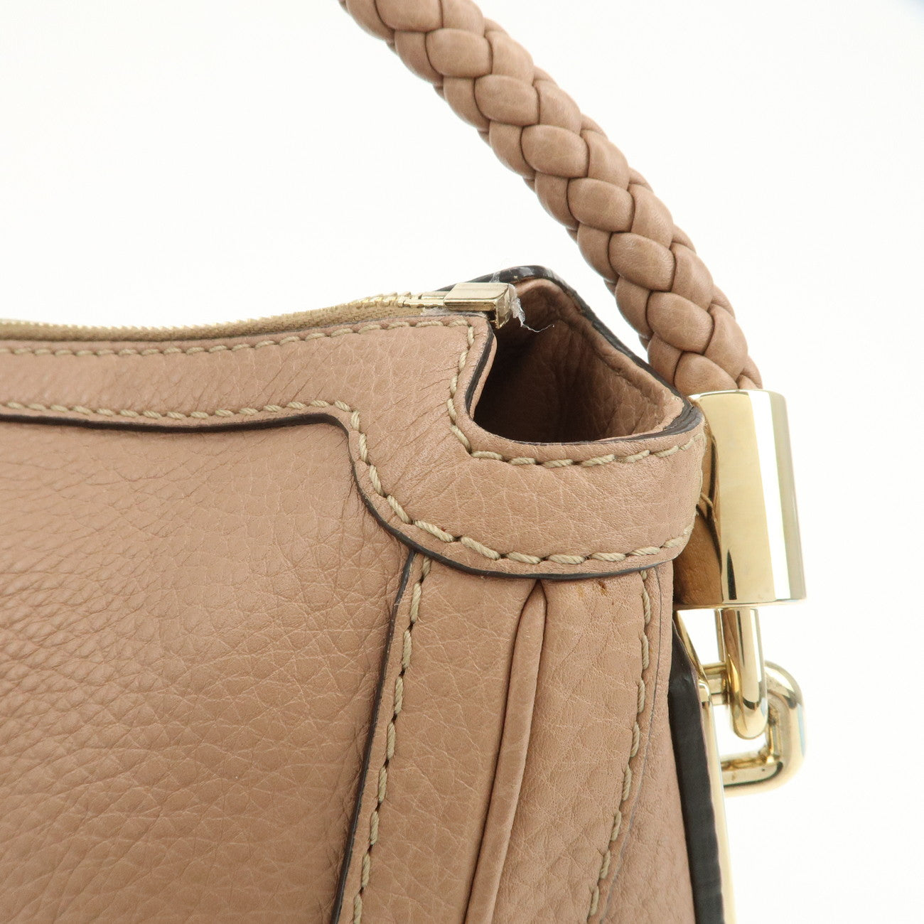 GUCCI Bamboo Leather Shoulder Bag Hand Bag Pink Gold 269949