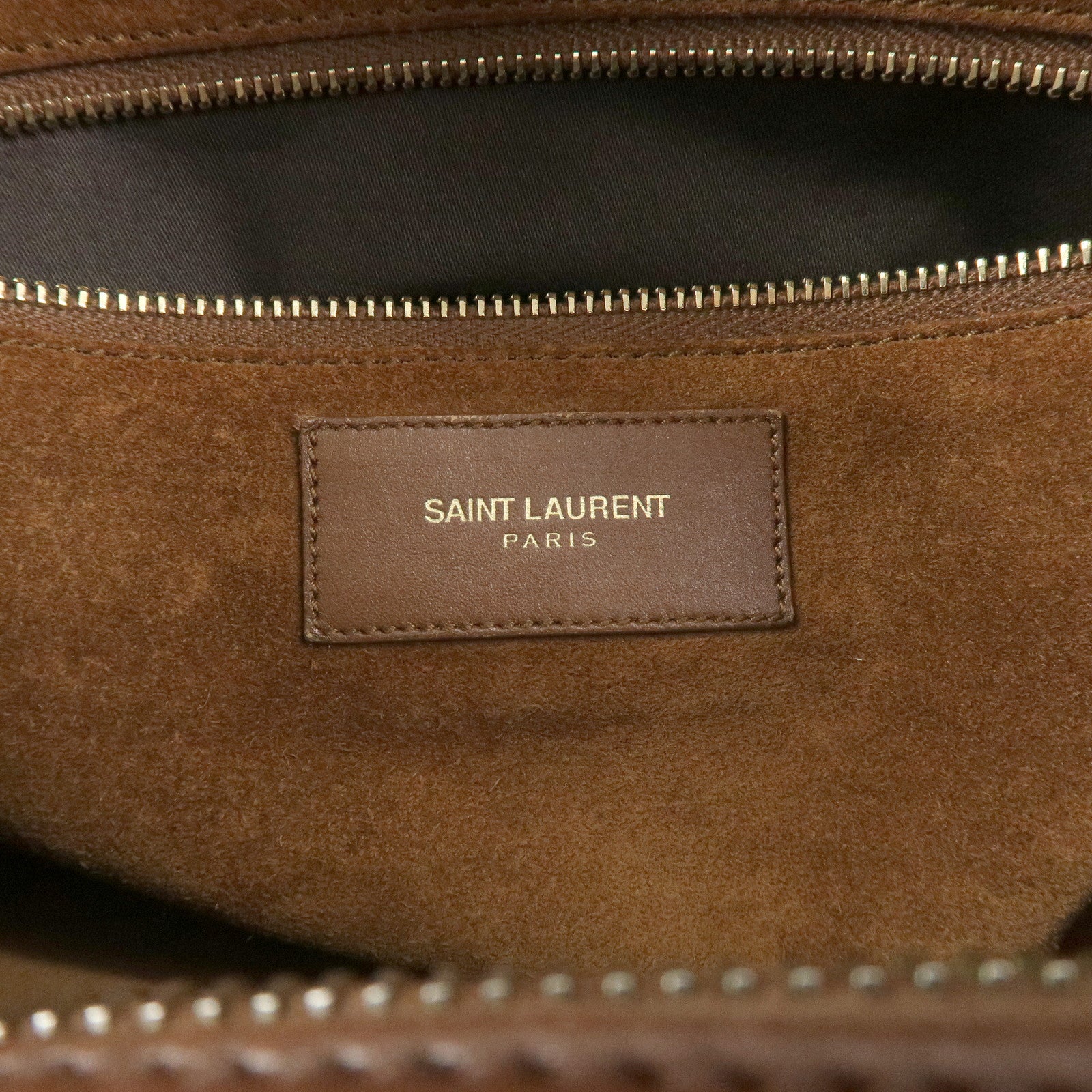 SAINT LAURENT PARIS Leather Duffle 6 2Way Bag Hand Bag Brown 322049
