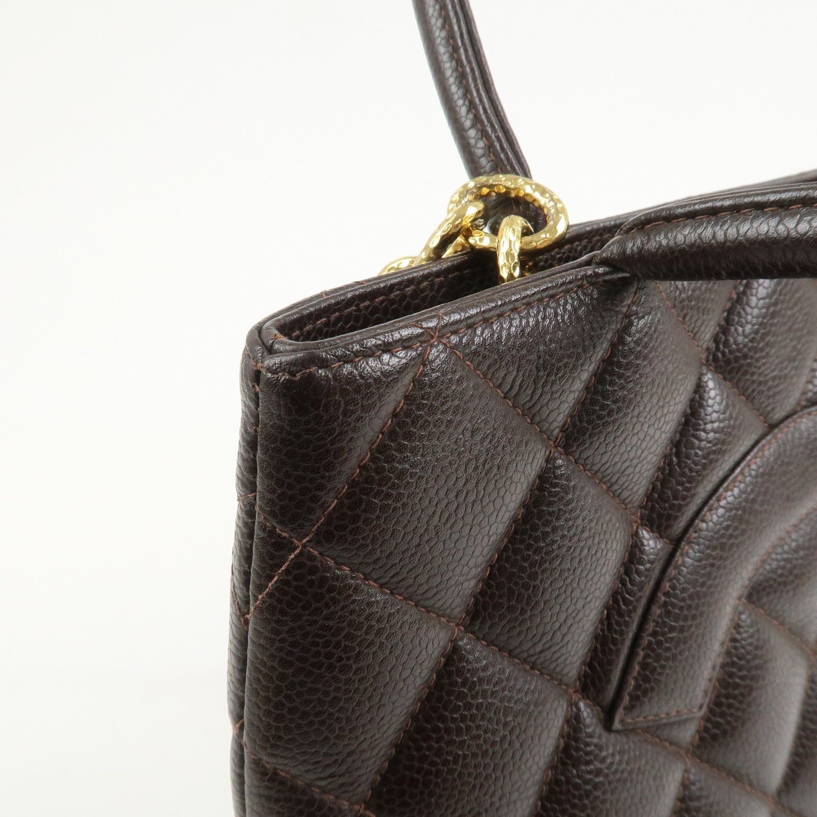 CHANEL Matelasse Caviarskin Medallion Tote Bag Hand Bag A01804