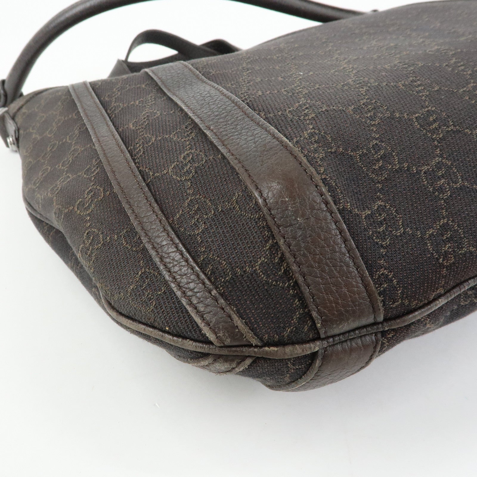 GUCCI GG Denim Leather 2Way Bag Shoulder Bag Dark Brown 268641