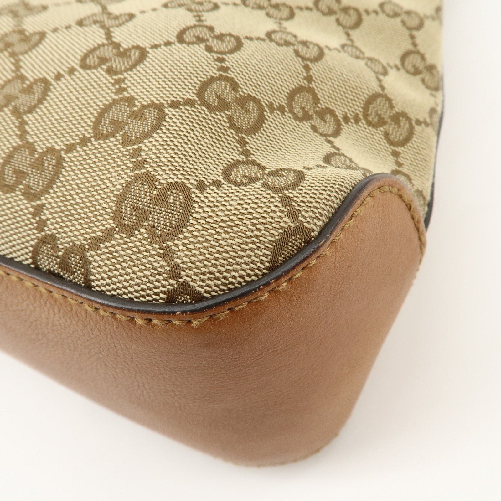 GUCCI Marrakech GG Canvas Leather Shoulder Bag Beige Brown 257026 Used