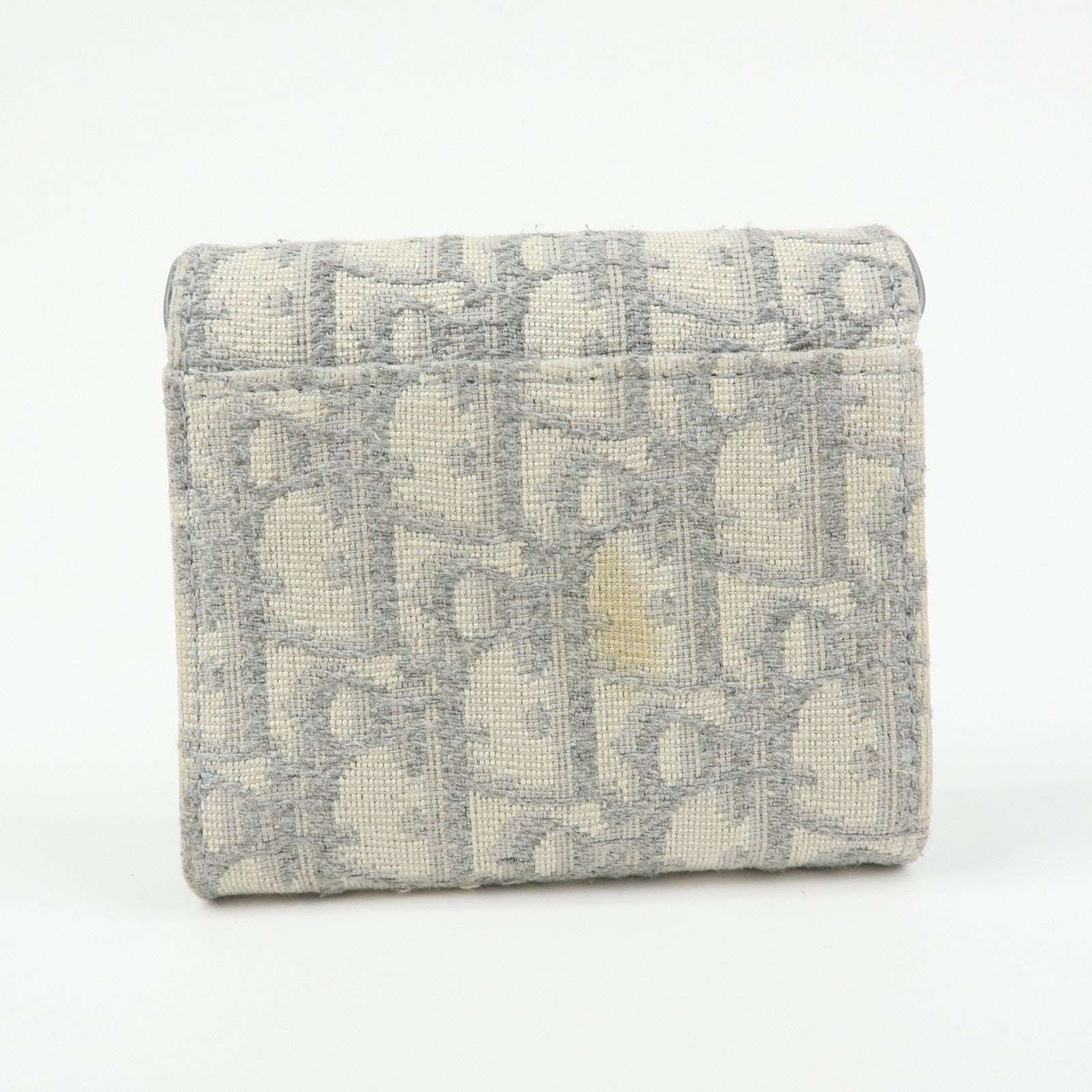 Christian Dior Trotter Jacquard Canvas Bi-fold Compact Wallet Gray