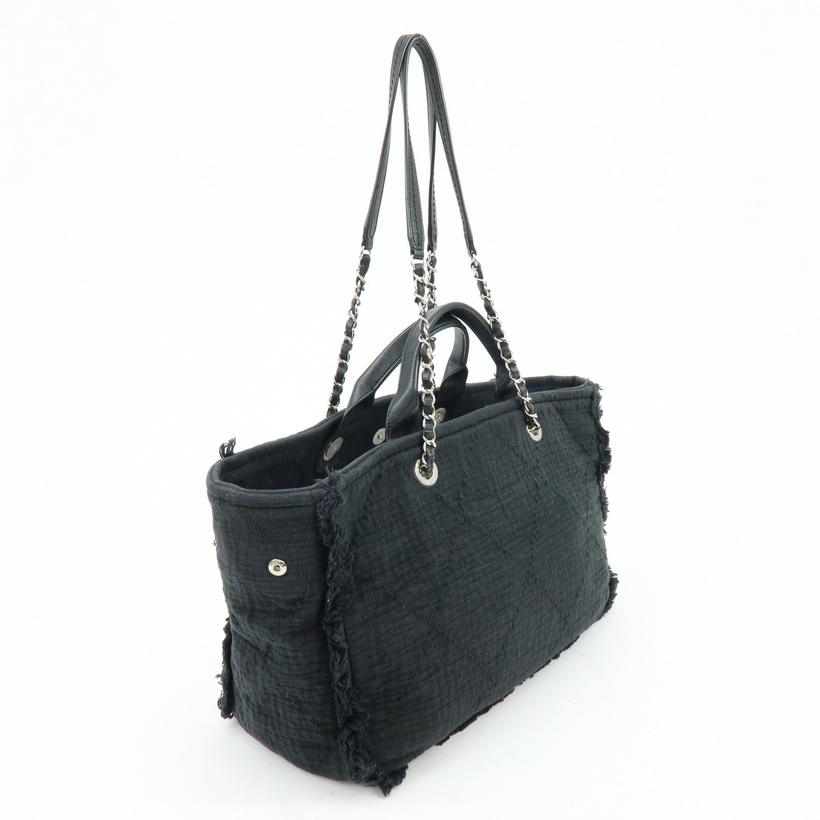 CHANEL COCO Mark Canvas Leather Chain Shoulder Bag Tote Bag A57180