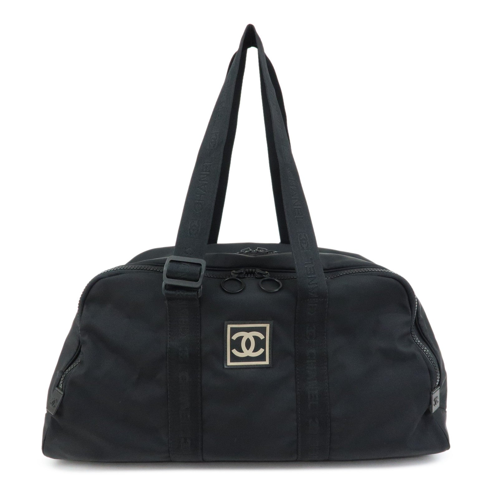 CHANEL COCO Mark Sport Line Nylon Boston Bag Shoulder Bag Black