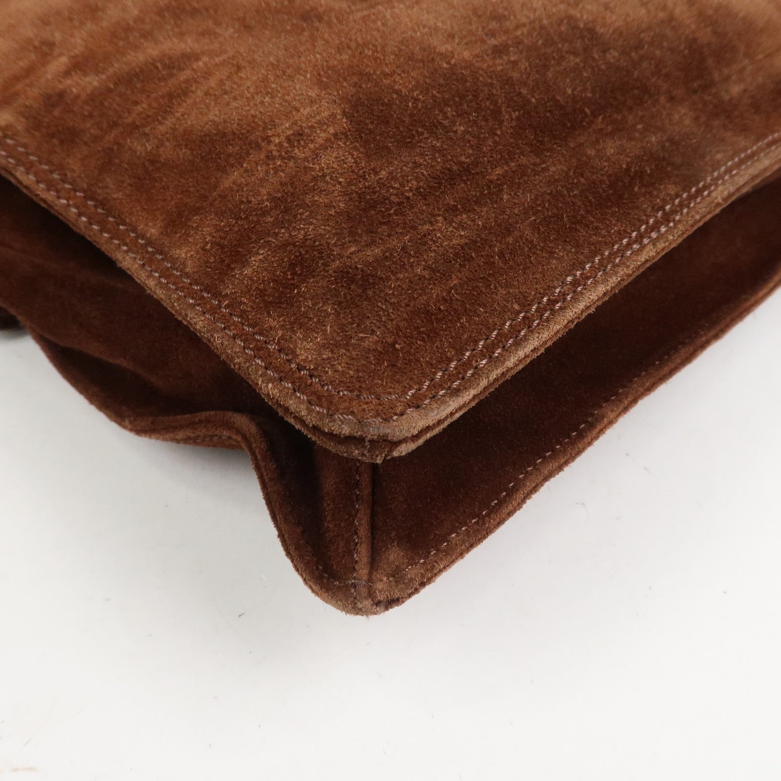 CHANEL Suede Shoulder Bag Crossbody Bag Brown