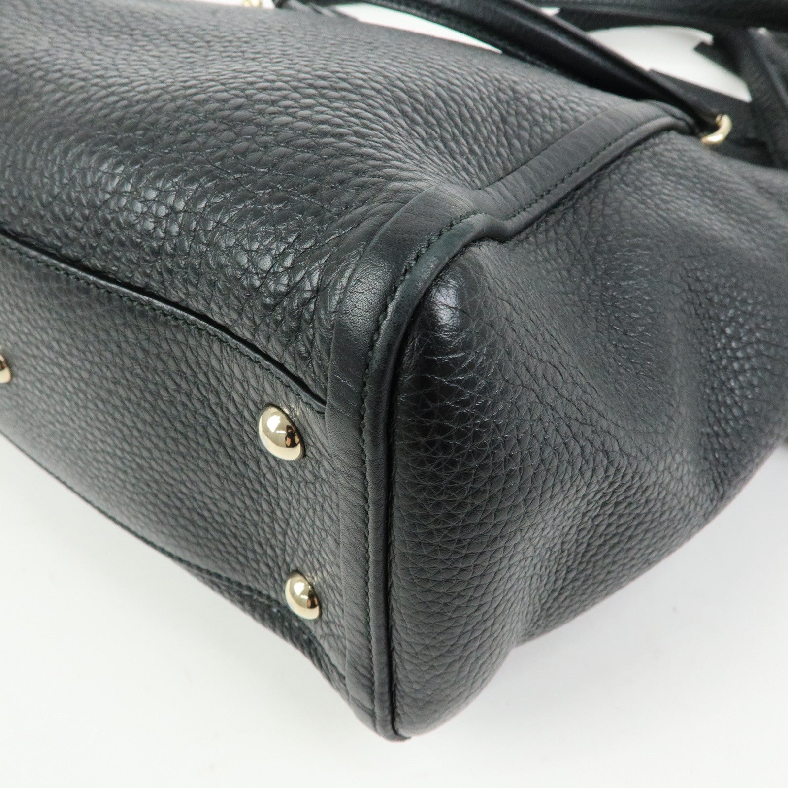 GUCCI Interlocking G SOHO Leather 2Way Bag Hand Bag Black 369176