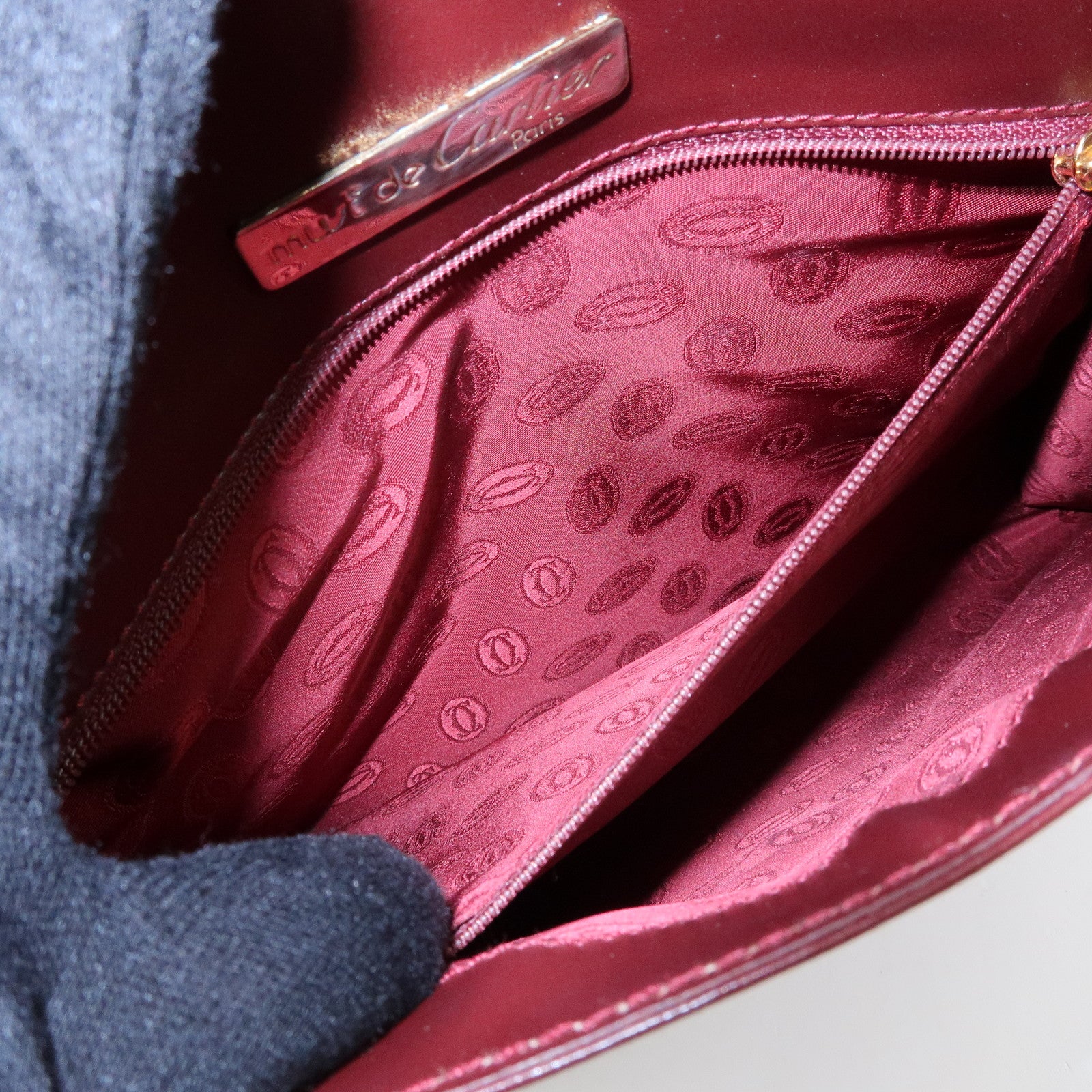 Cartier Must de Cartier Leather Clutch Bag Flat Pouch Bordeaux