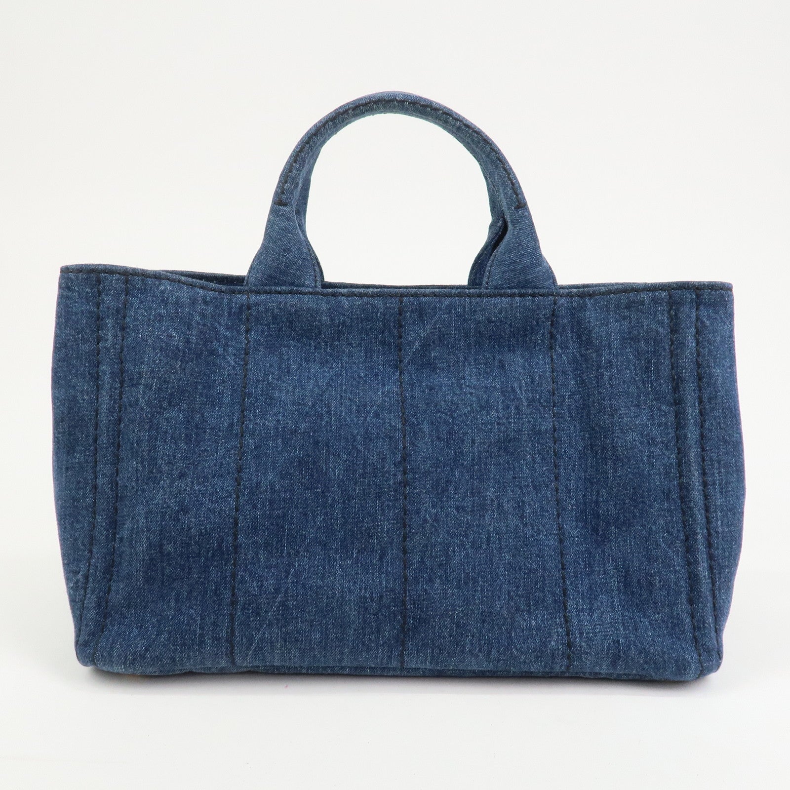PRADA Denim Canapa Large 2Way Bag Tote Bag Shoulder Bag Navy B1872B
