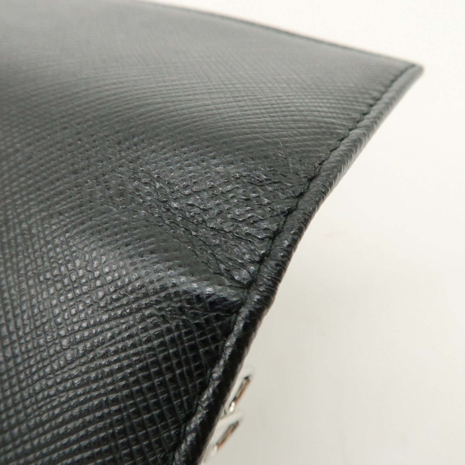 PRADA Triangle Logo Saffiano Leather 6 Rings Key Case Black 2PG222