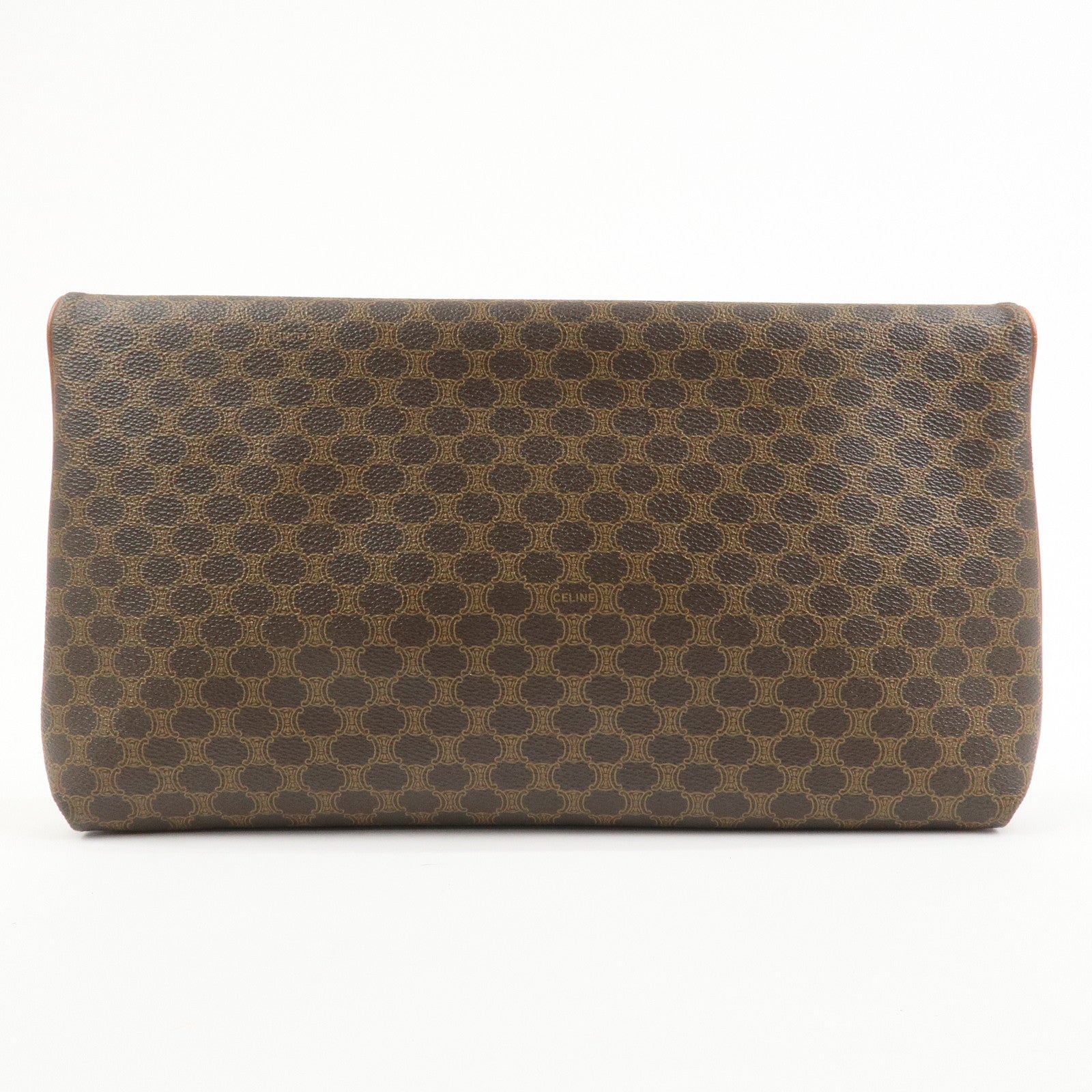 CELINE Macadam PVC Leather Clutch Bag Pouch Brown