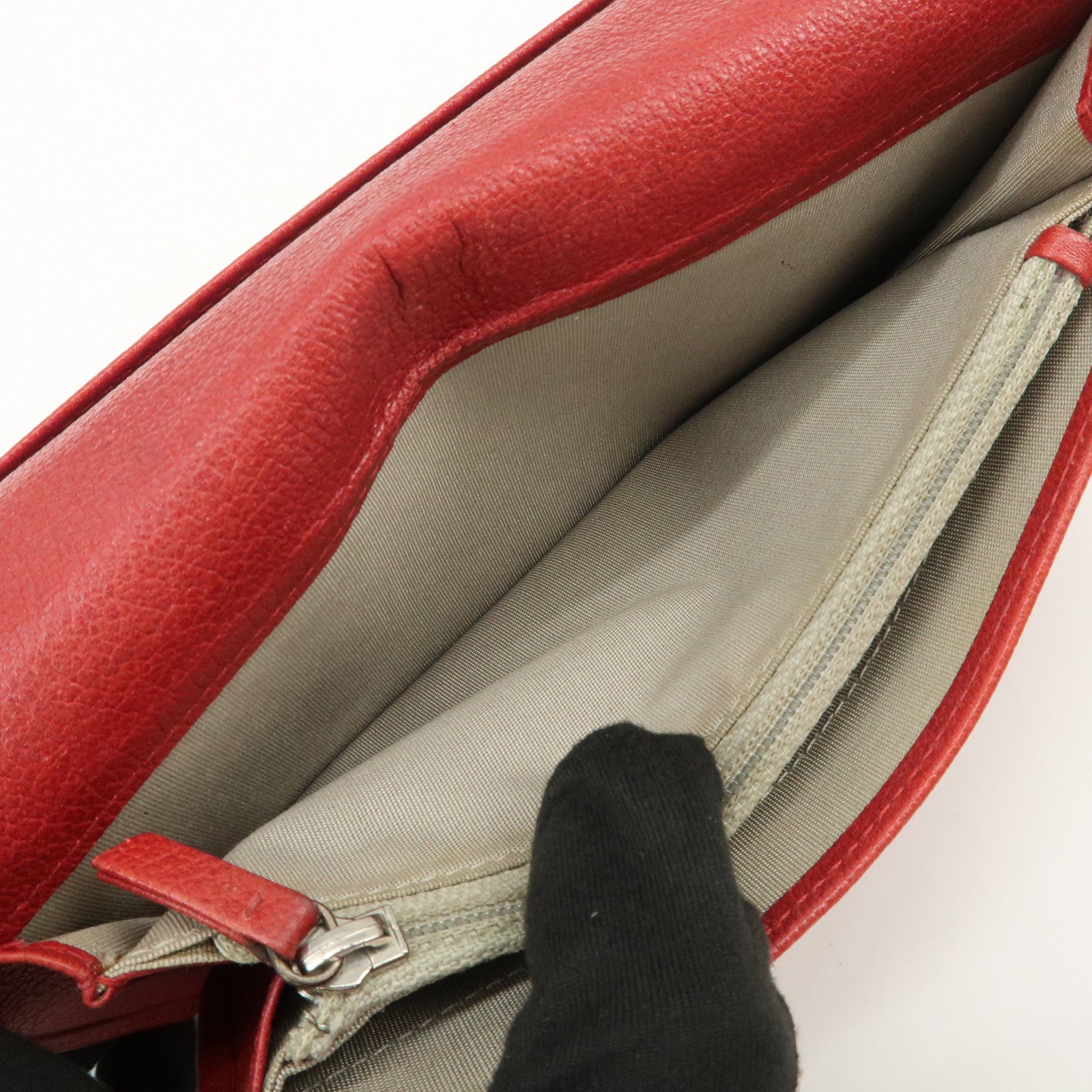 CHANEL COCO Mark Camellia Logo Leather Flap Long Wallet Red