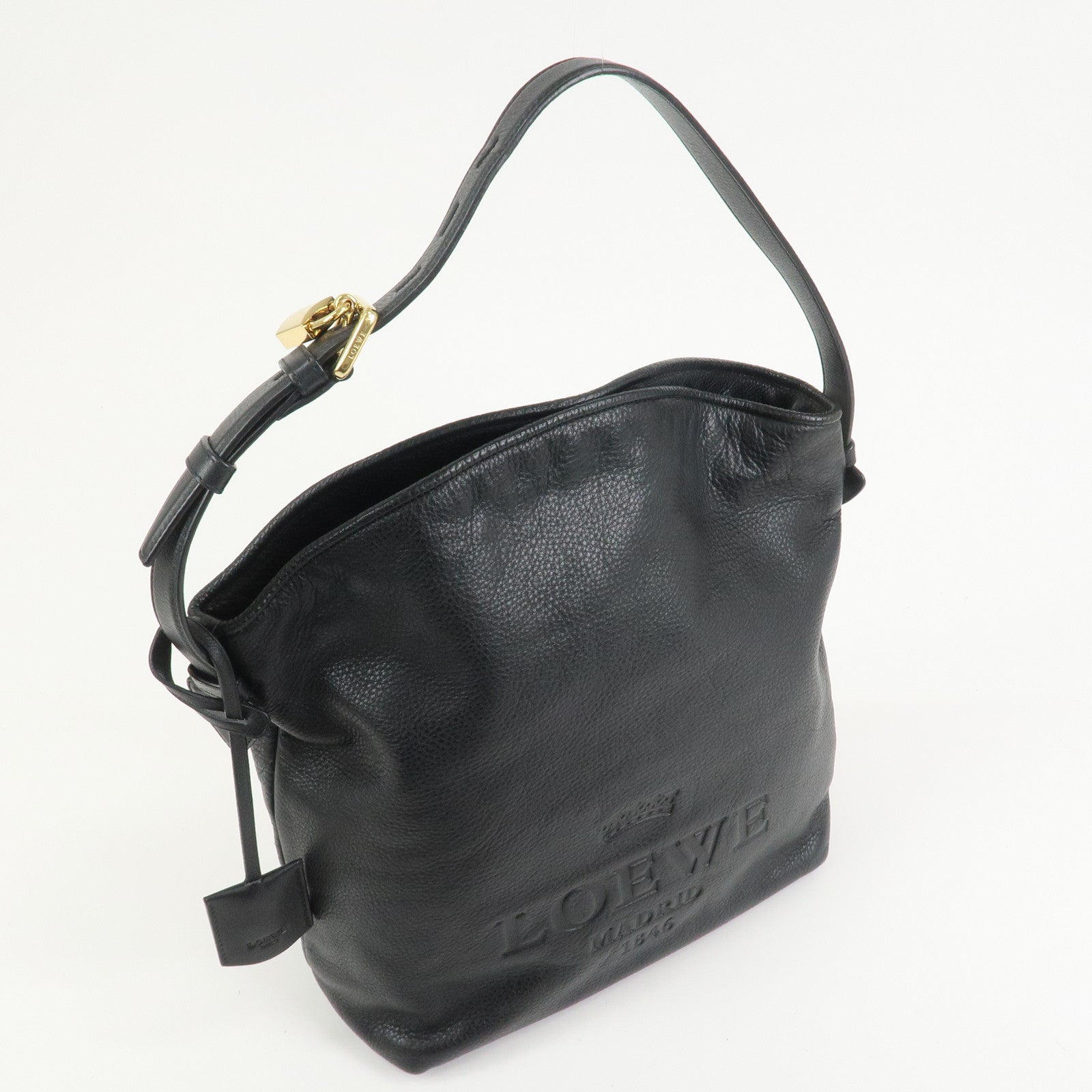 LOEWE Heritage Calf Leather Shoulder Bag Crossbody Bag Black