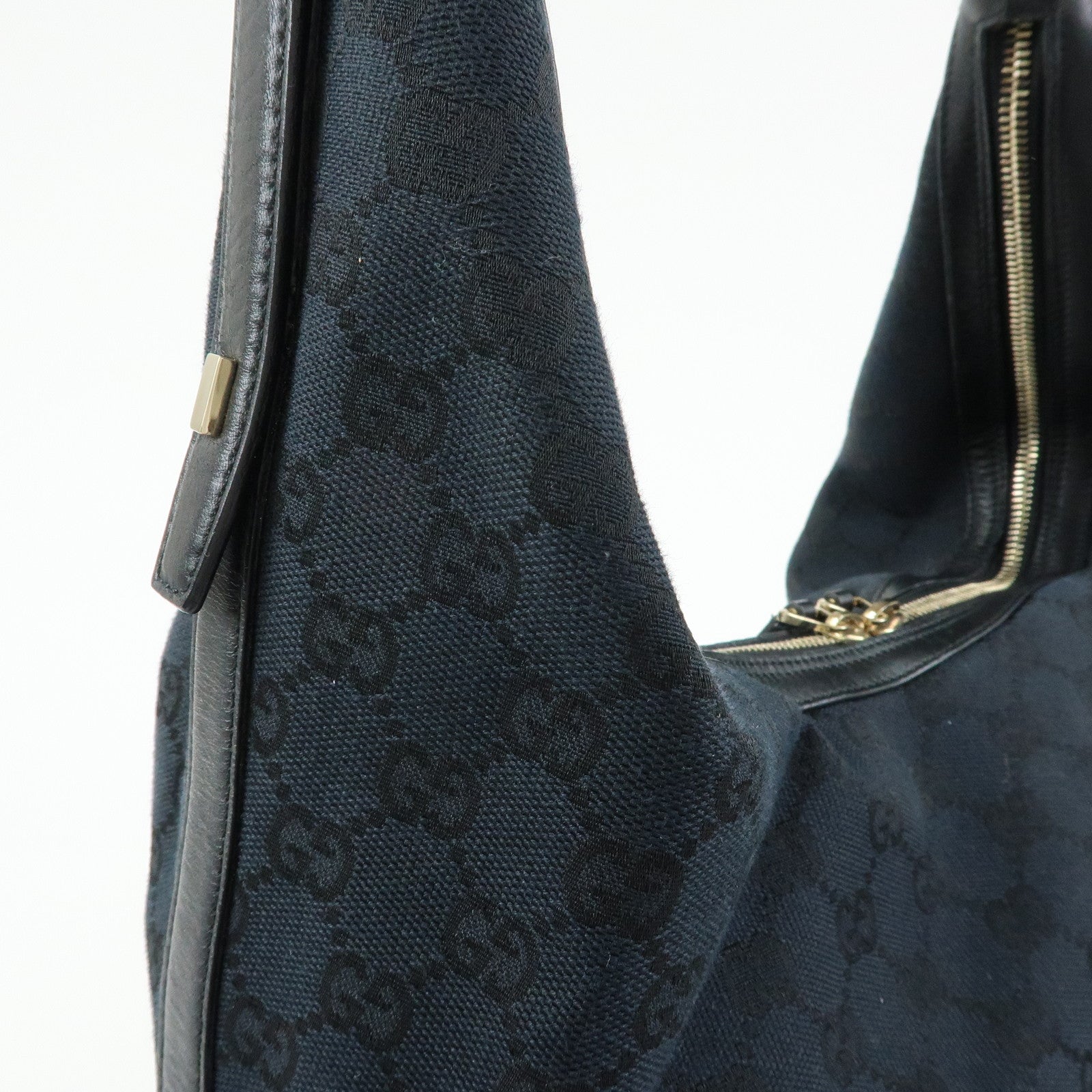 GUCCI GG Canvas Leather Shoulder Bag Hand Bag Black 001.4287