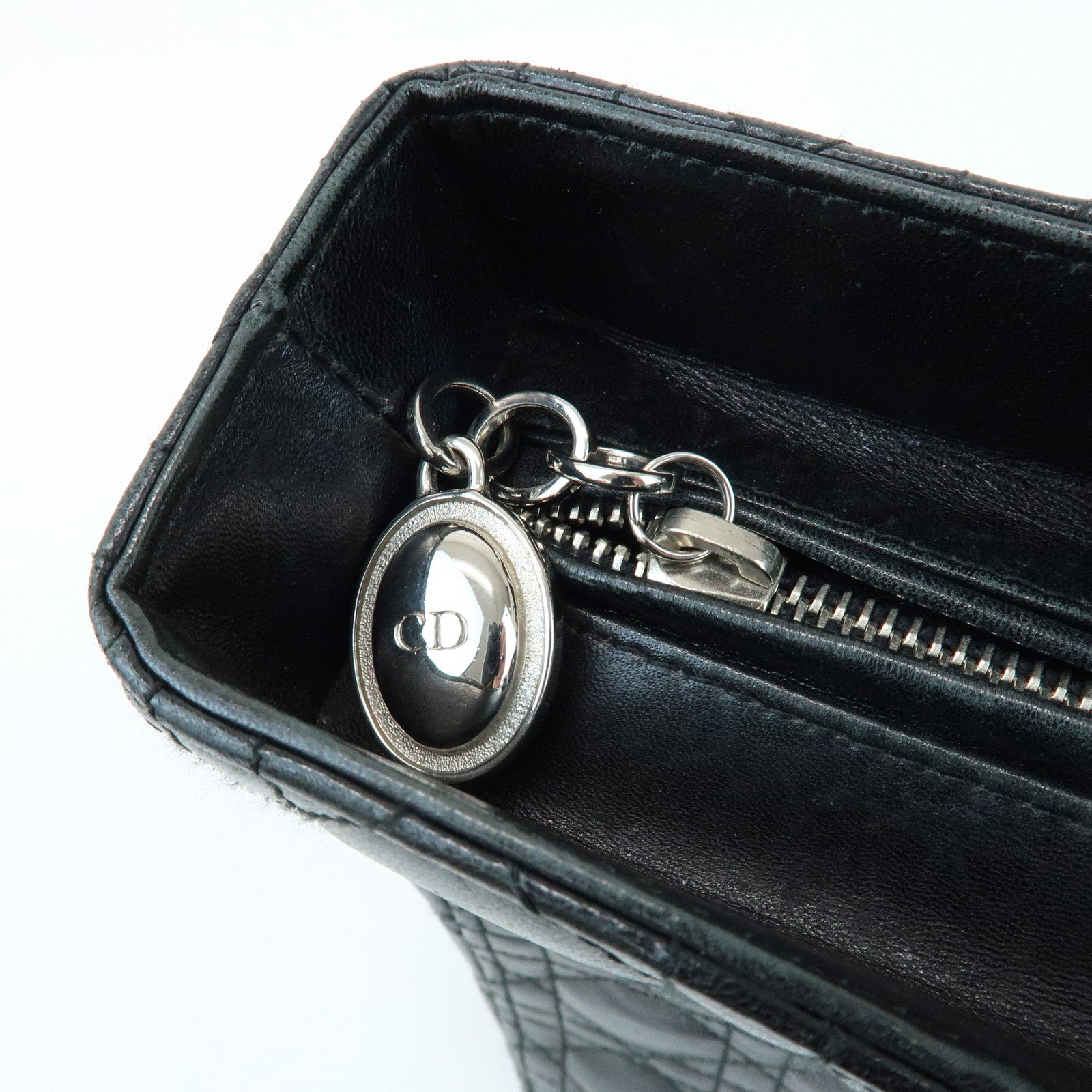 Christian Dior Cannage Leather Tote Bag Hand Bag Black