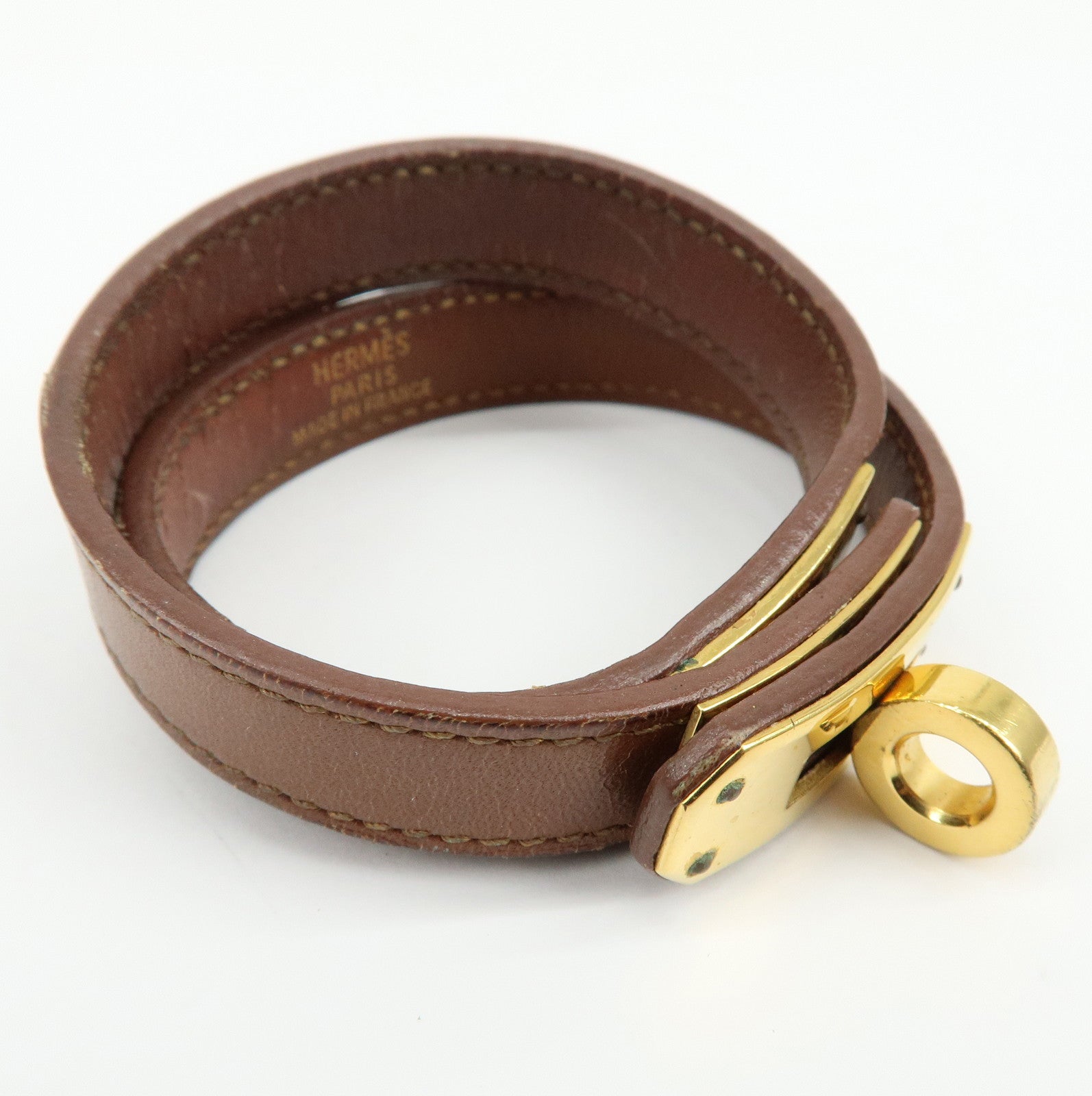 HERMES Vaux Swift Mini Kelly Double Tour Bracelet Brown