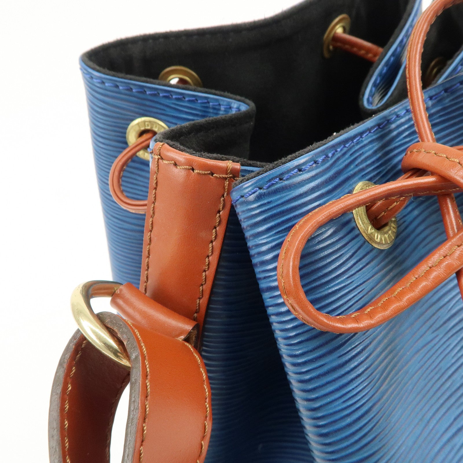 Louis Vuitton Epi Petit Noe Shoulder Bag Bi-Color Blue Kenya Brown Used