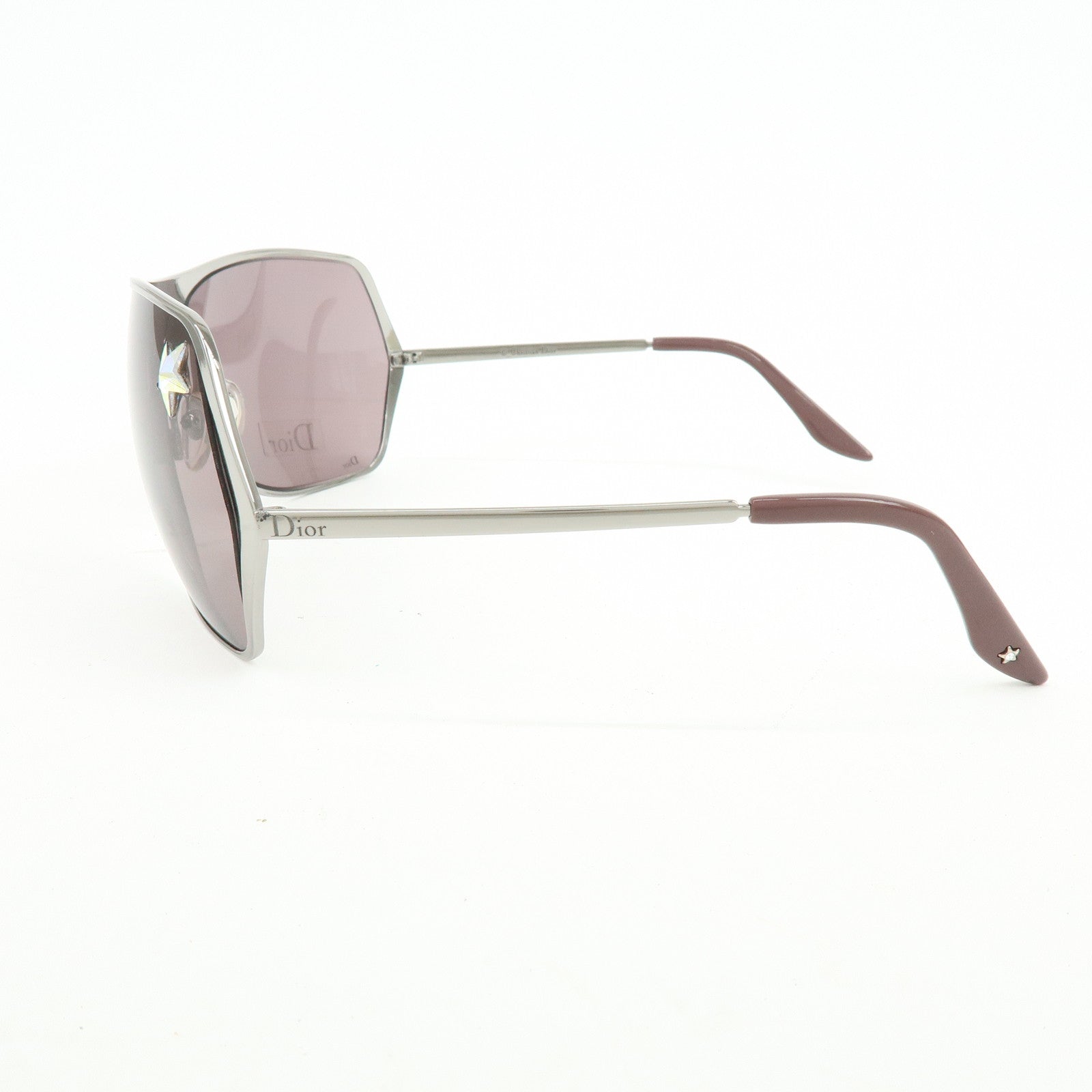 Christian Dior Plastic Metal Sunglasses Star Brown Sillver 6LBP7