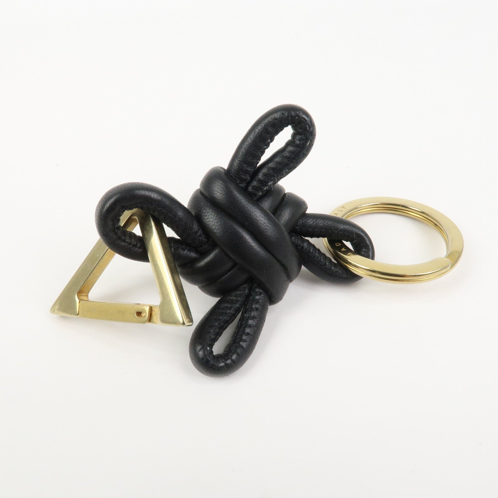 BOTTEGA VENETA Nappa Leather Bag Charm Key Chain Black