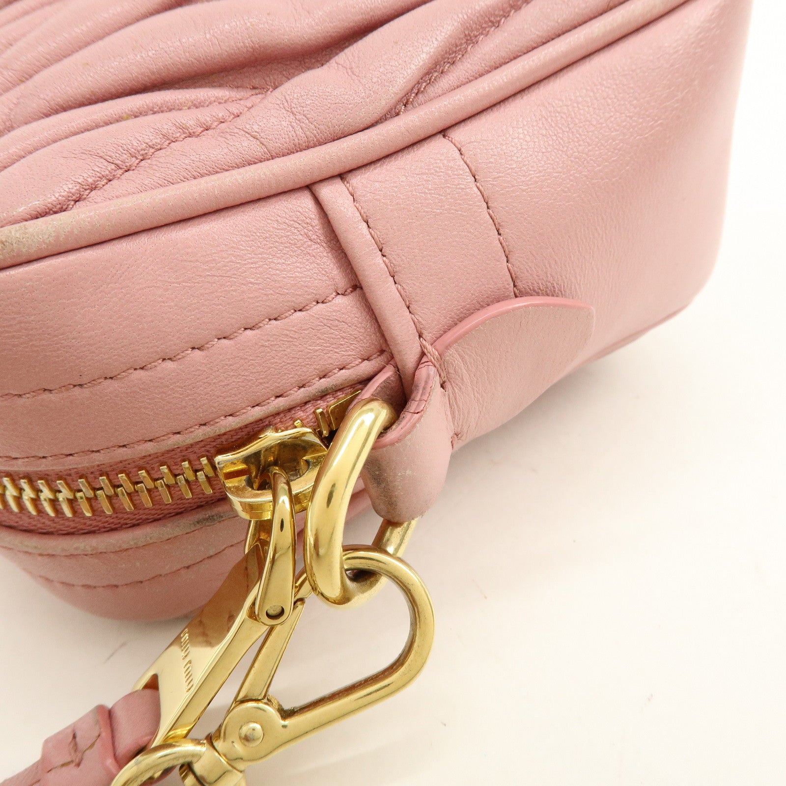 MIU MIU Matelasse Leather Chain Shoulder Bag Pink
