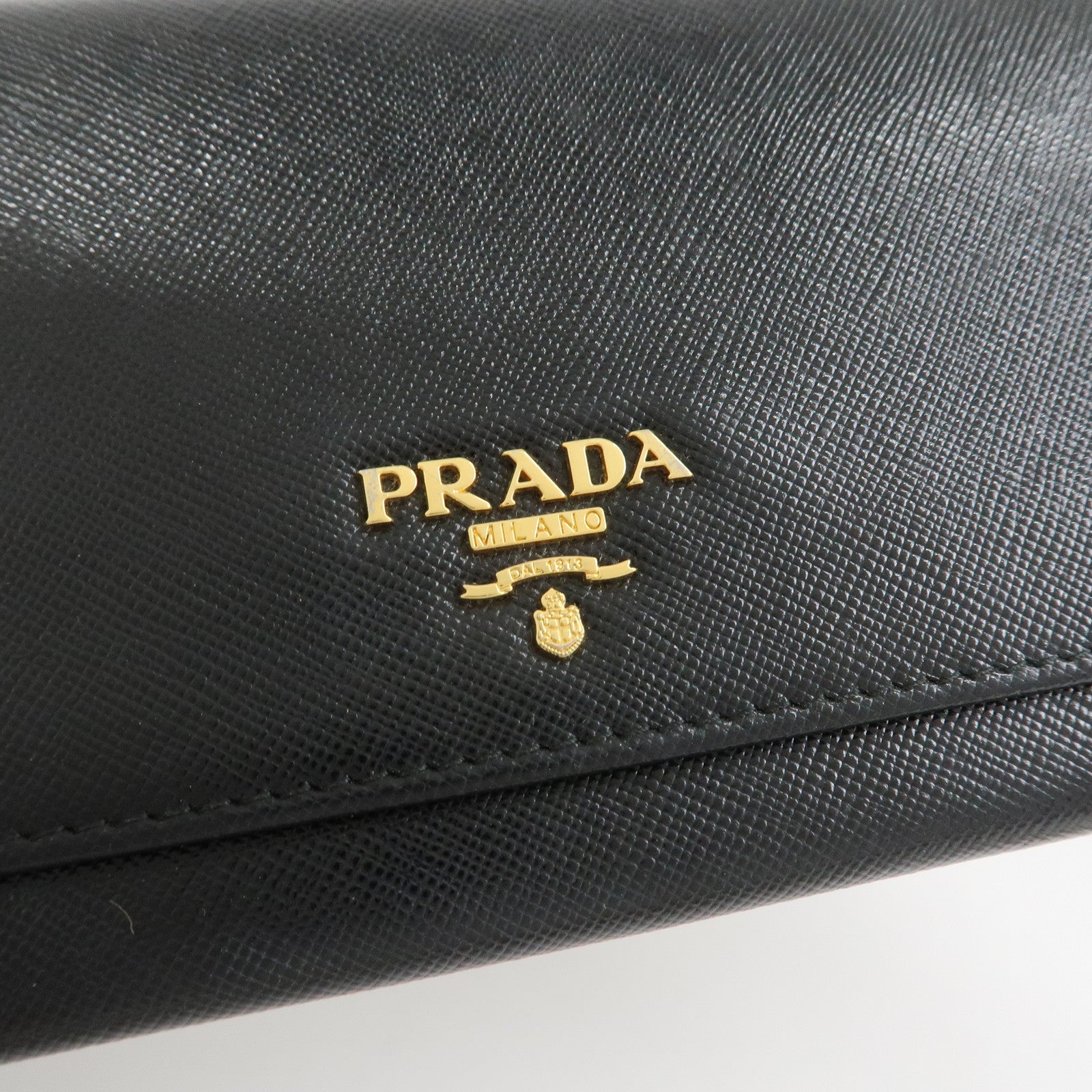 PRADA Saffiano Leather Chain Wallet WOC Black 1M1290