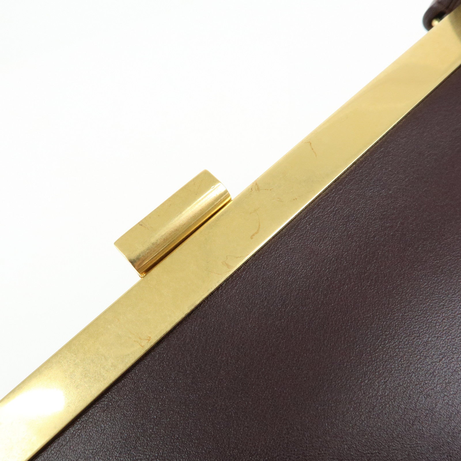 CELINE Leather Mini Clasp Shoulder Bag Dark Brown 181053ASG