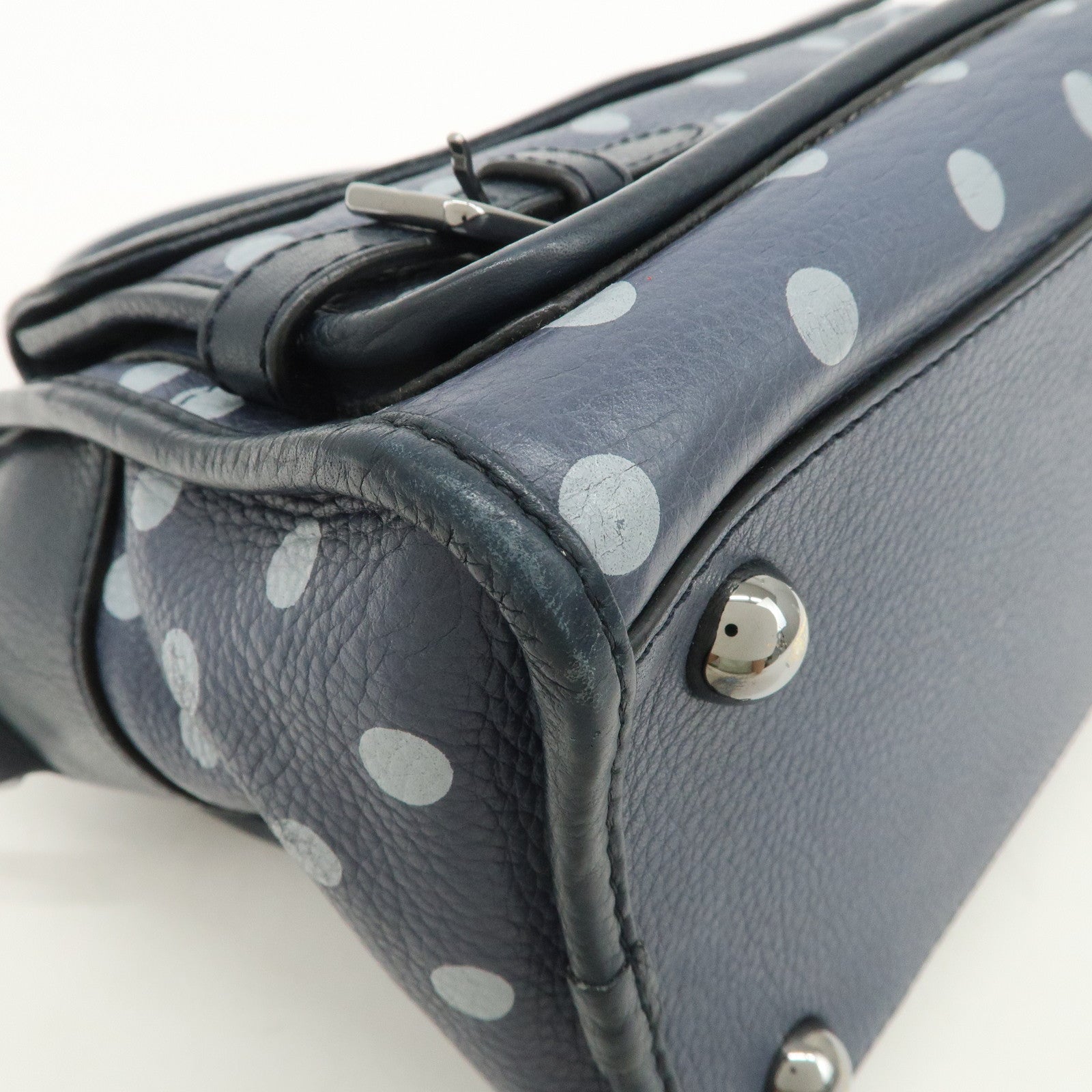 LOEWE Amazona Cruz Leather 2Way Bag Hand Bag Shoulder Bag Navy