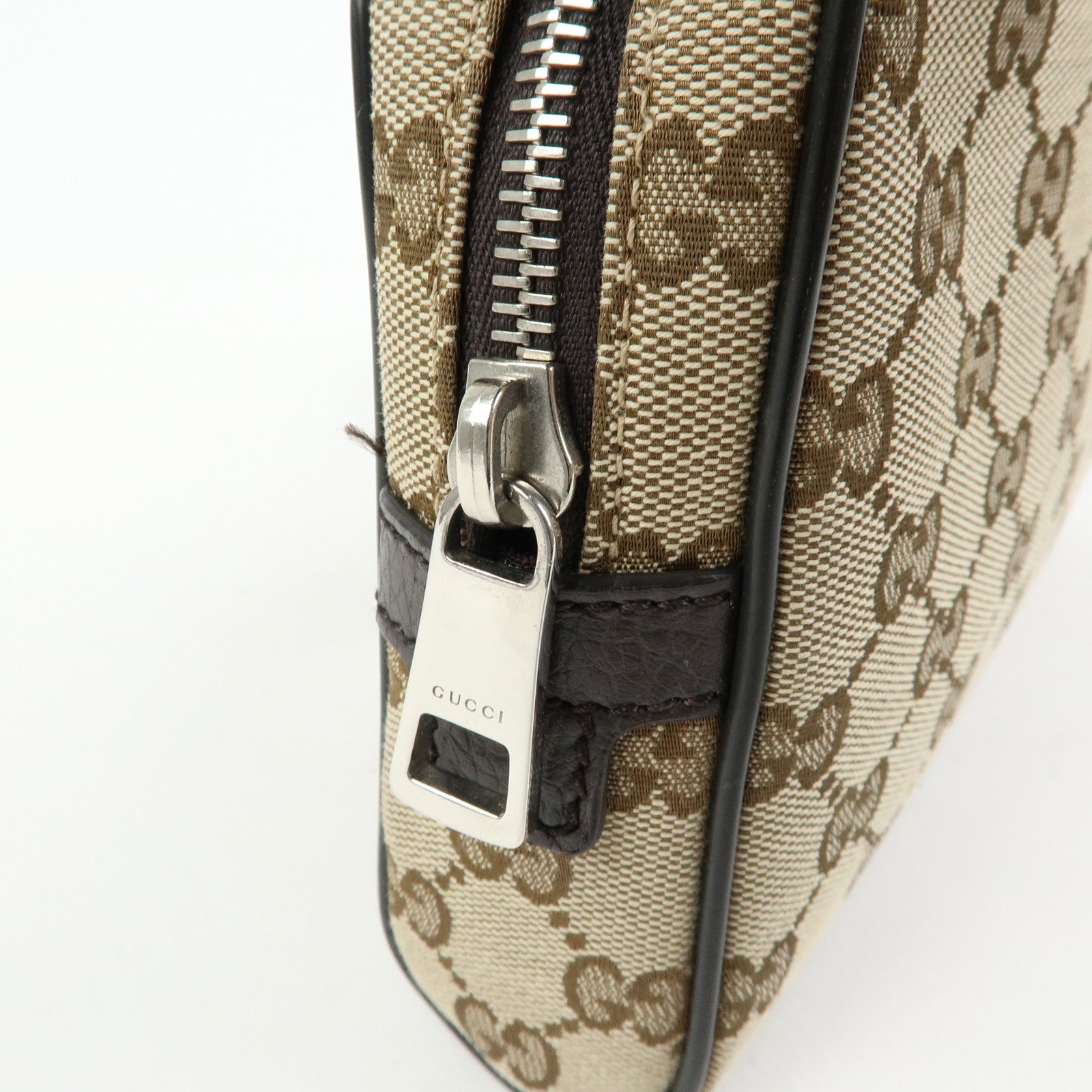 GUCCI GG Canvas Leather Waist Pouch Body Bag Crossbody Bag 449174