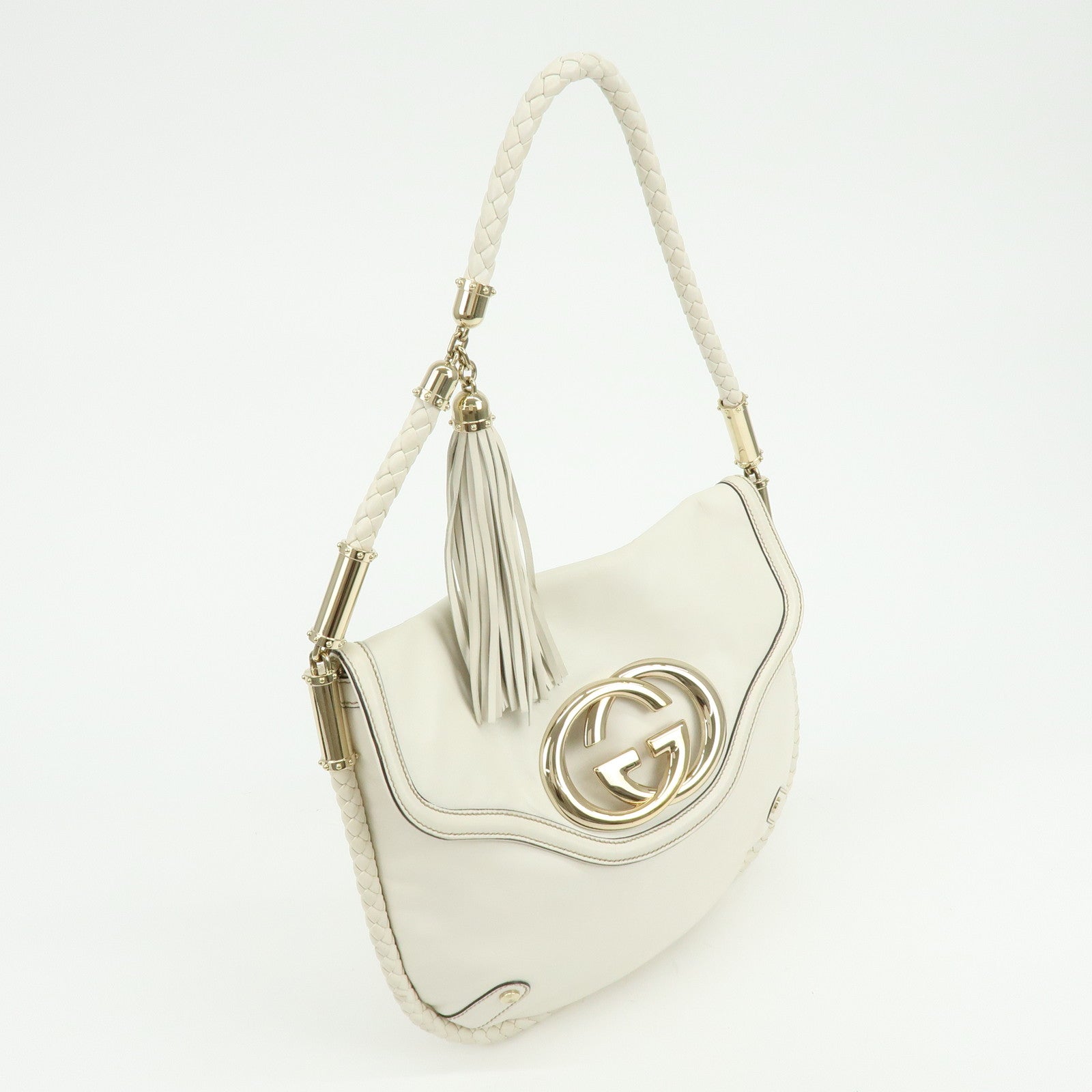 GUCCI Interlocking G Leather Shoulder Bag Ivory 167732