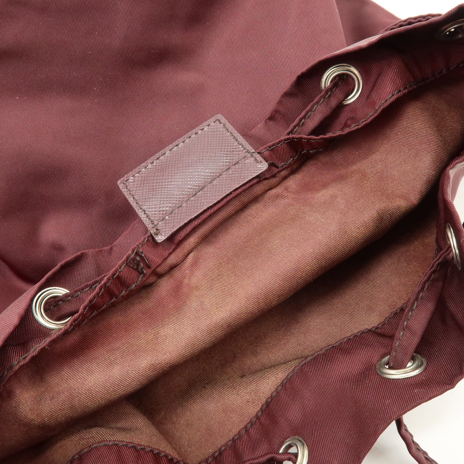 PRADA Triangle Logo Nylon Saffiano Leather Drawstring Pouch Bag