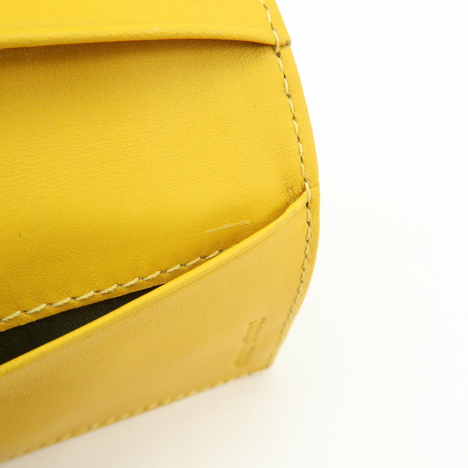 MIU MIU Embossed Leather Key Case Key Holder Yellow 5M0222