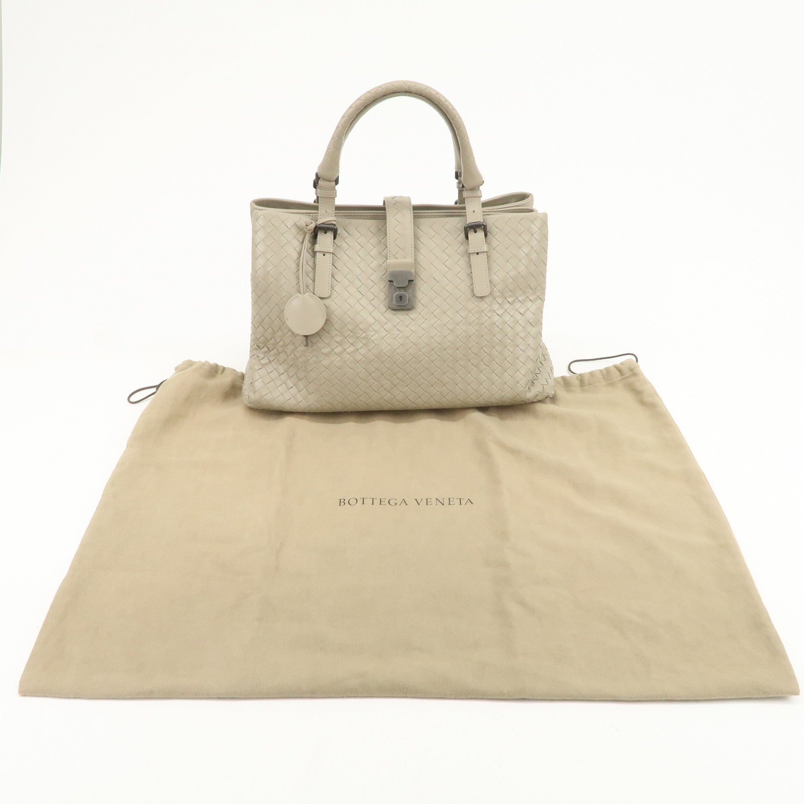 BOTTEGA VENETA Intrecciato Leather Tote Bag Hand Bag Greige