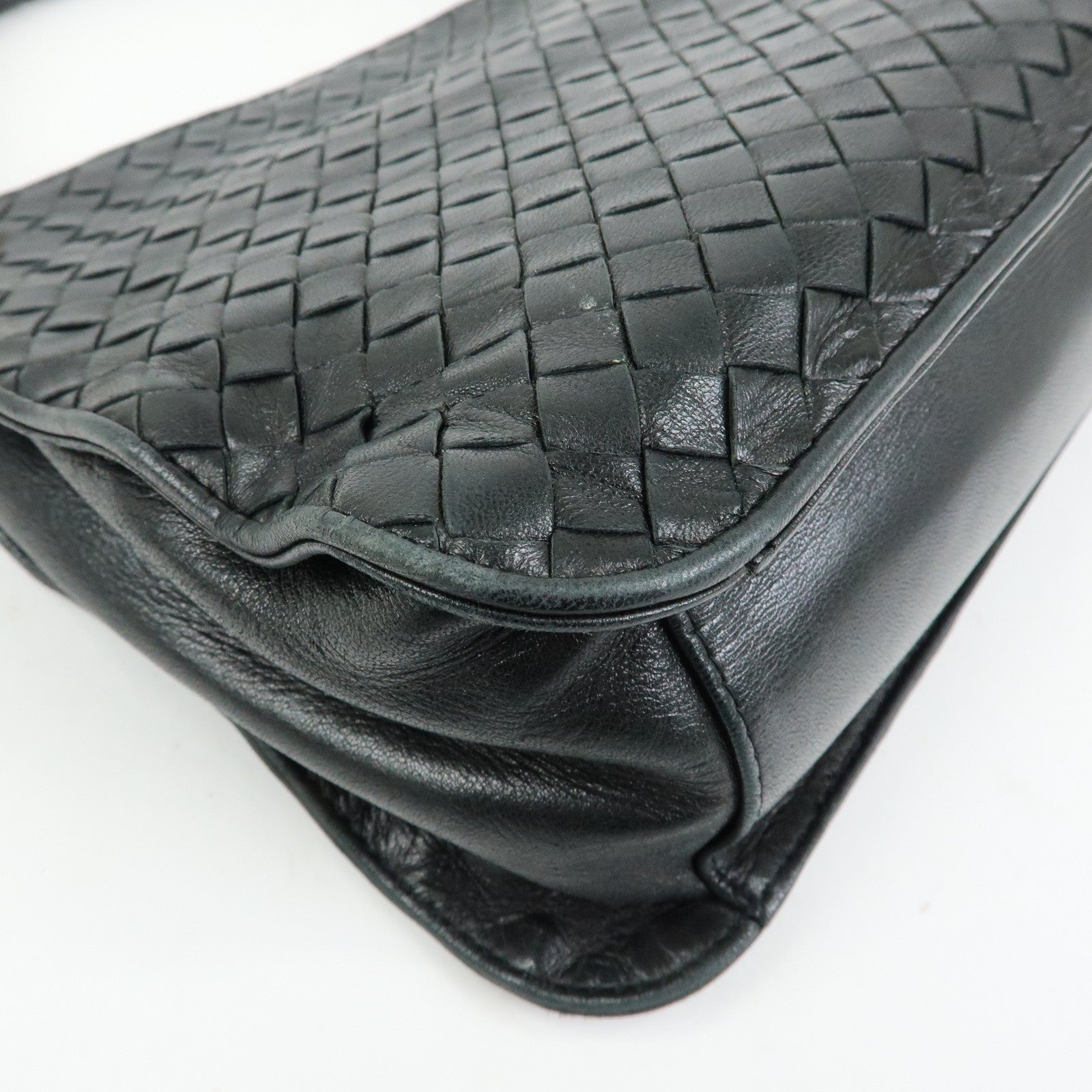 BOTTEGA VENETA Intrecciato Leather Shoulder Bag Hand Bag Black