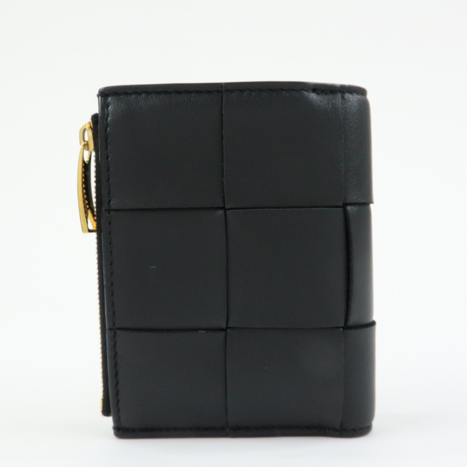 BOTTEGA VENETA Cassette Leather Small Bi-fold Comact Wallet Black