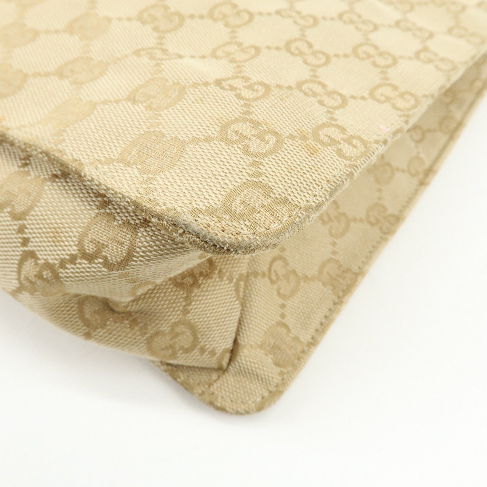 GUCCI GG Canvas Leather Shoulder Bag Crossbody Bag Beige Burgundy