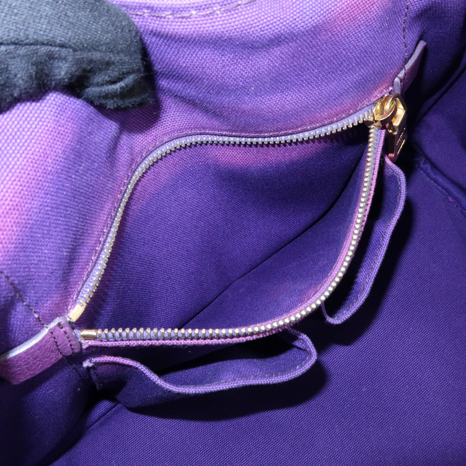 PRADA Canapa Triangle Logo Canvas Tote Bag Hand Bag Purple B1877B