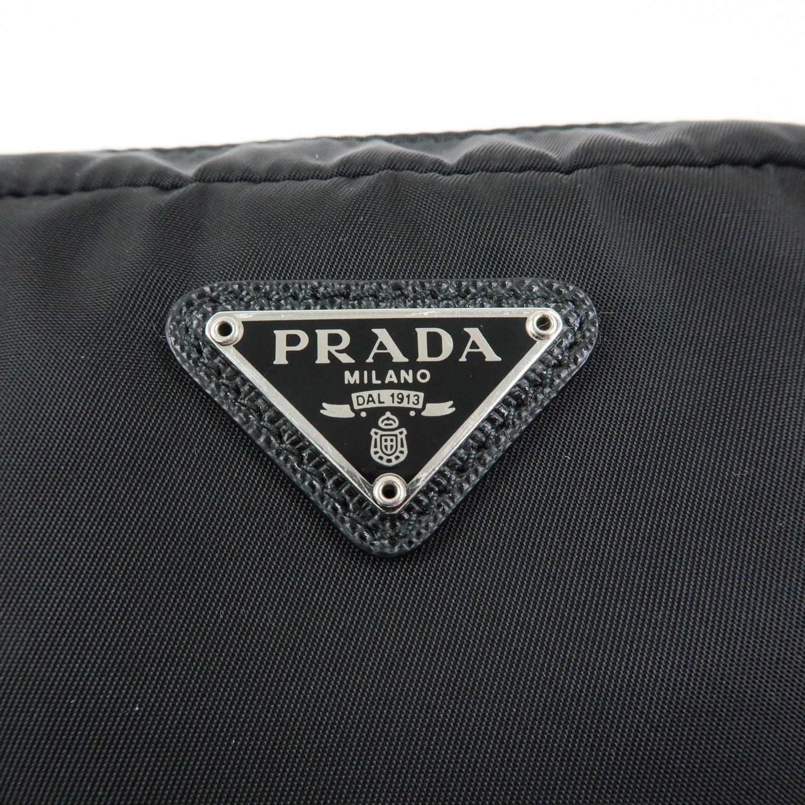 PRADA Triangle Logo Re-Nylon Saffiano Leather Cosmetic Pouch 1NE693