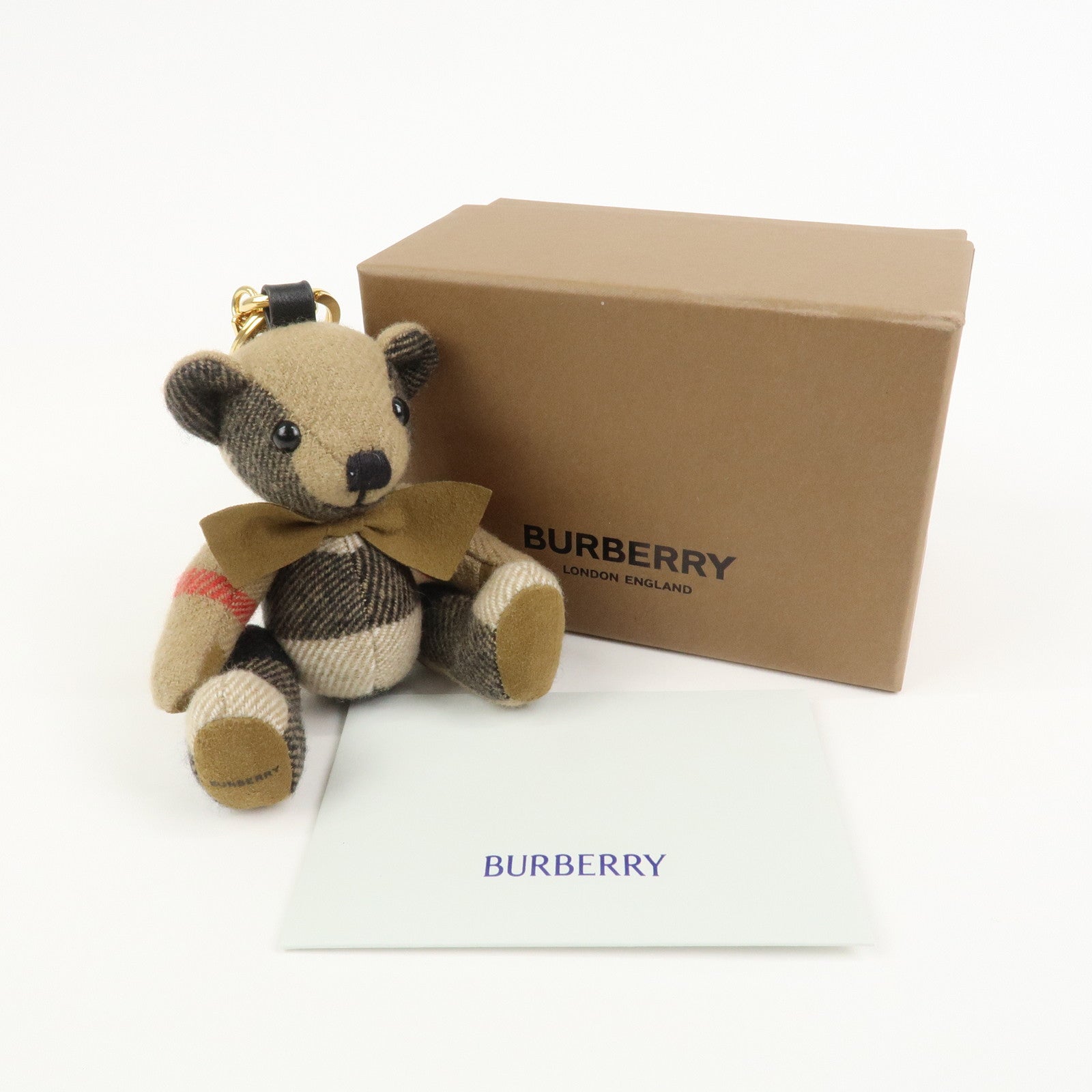 BURBERRY Nova Plaid Thomas Teddy Bear Cashmere Bag Charm Key Holder