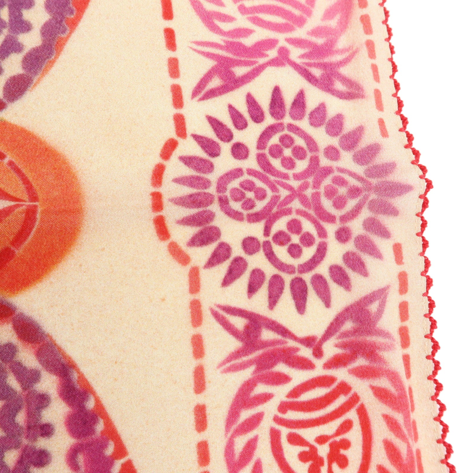 Louis Vuitton Silk 100% Scarf Paisley Design Red Pink M71175